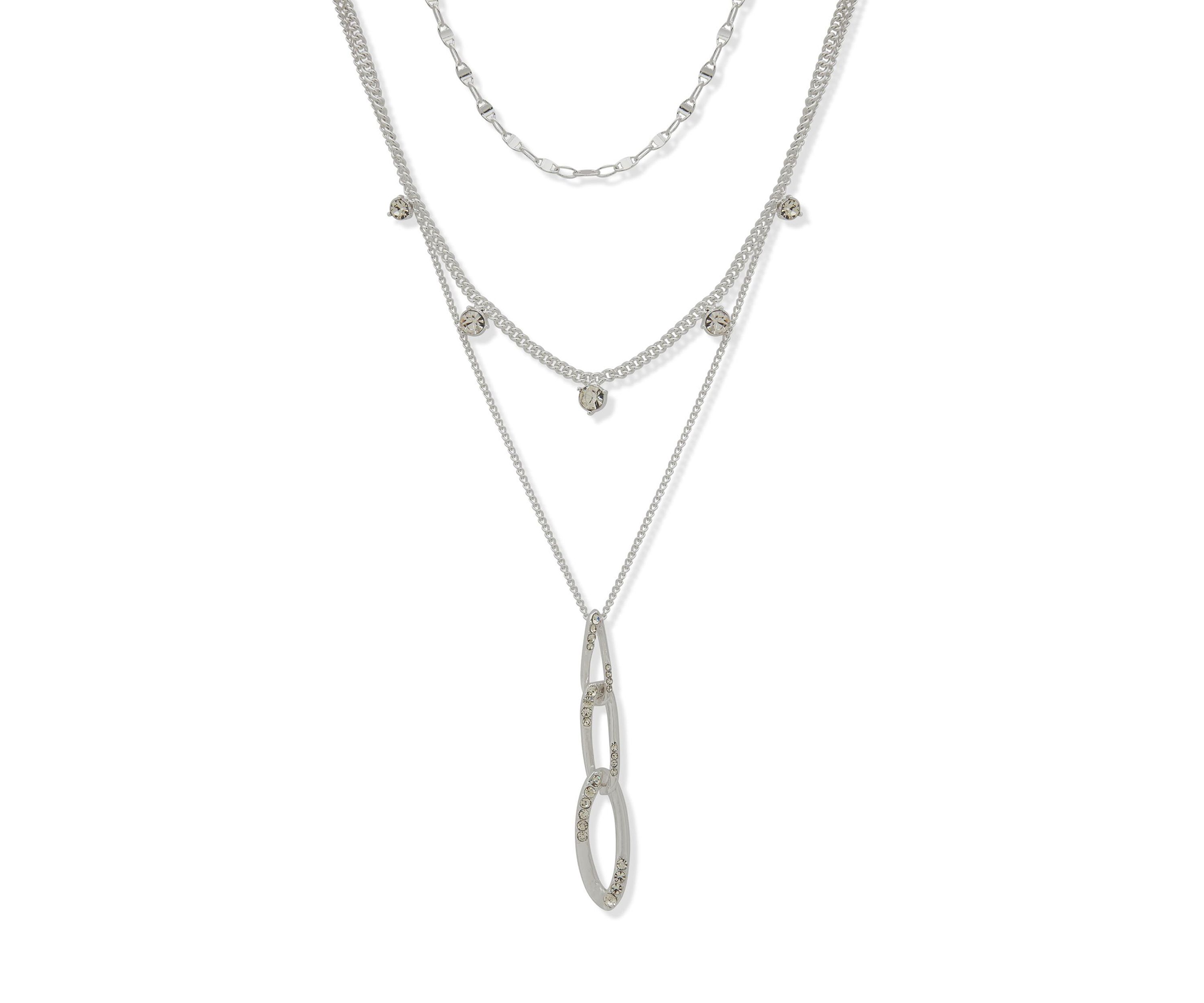 Silver Tone Multi Row Necklace