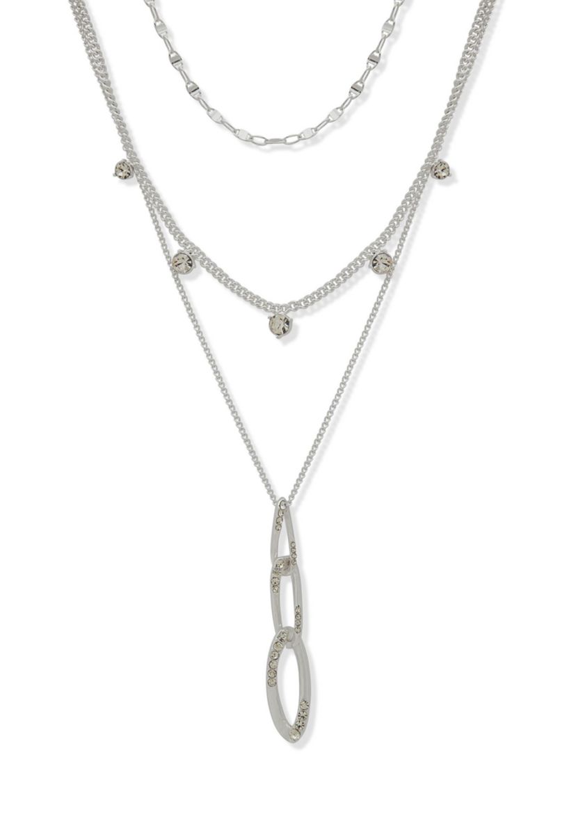 Silver Tone Multi Row Necklace