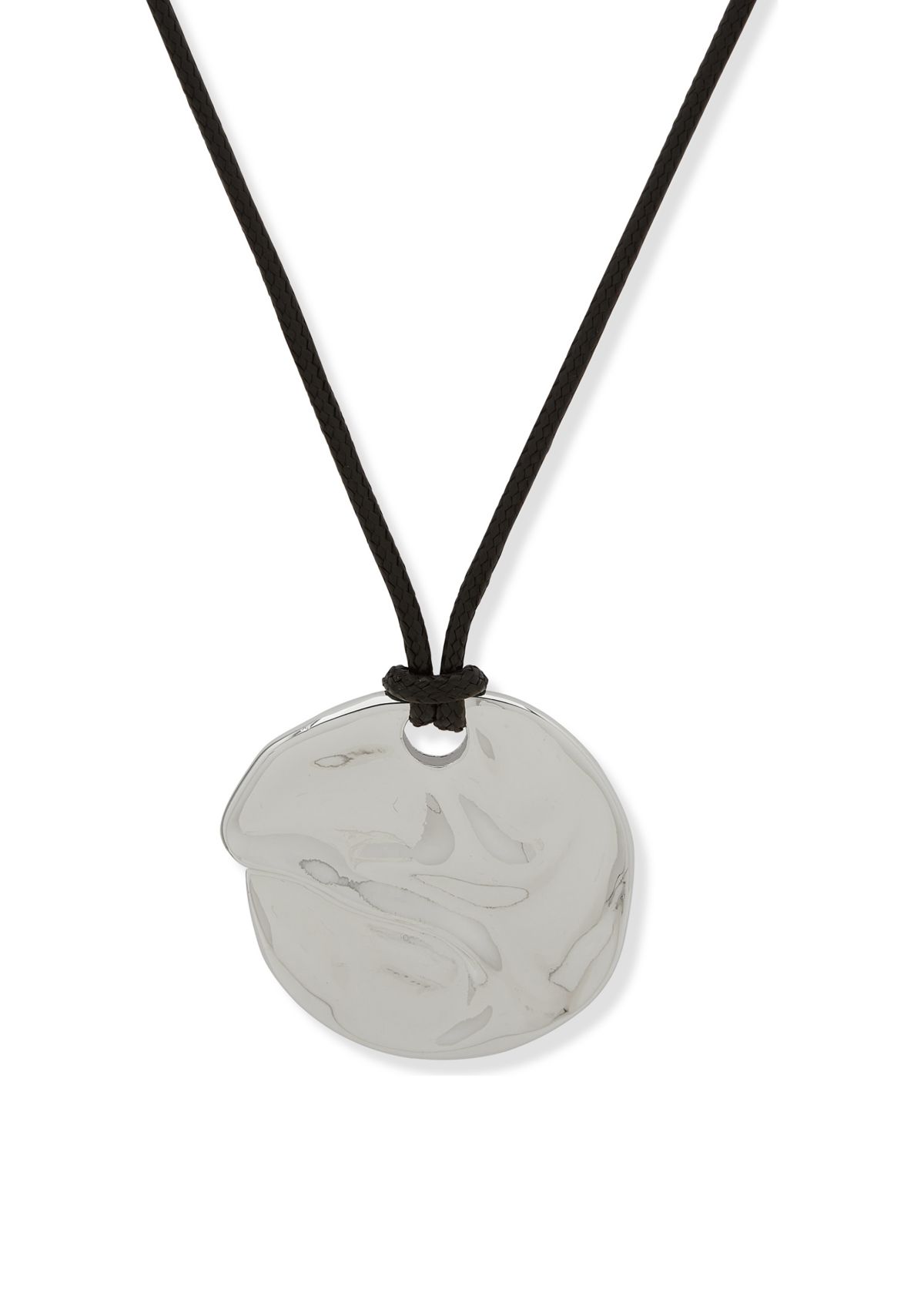 Silver Tone Molten Pendant Necklace