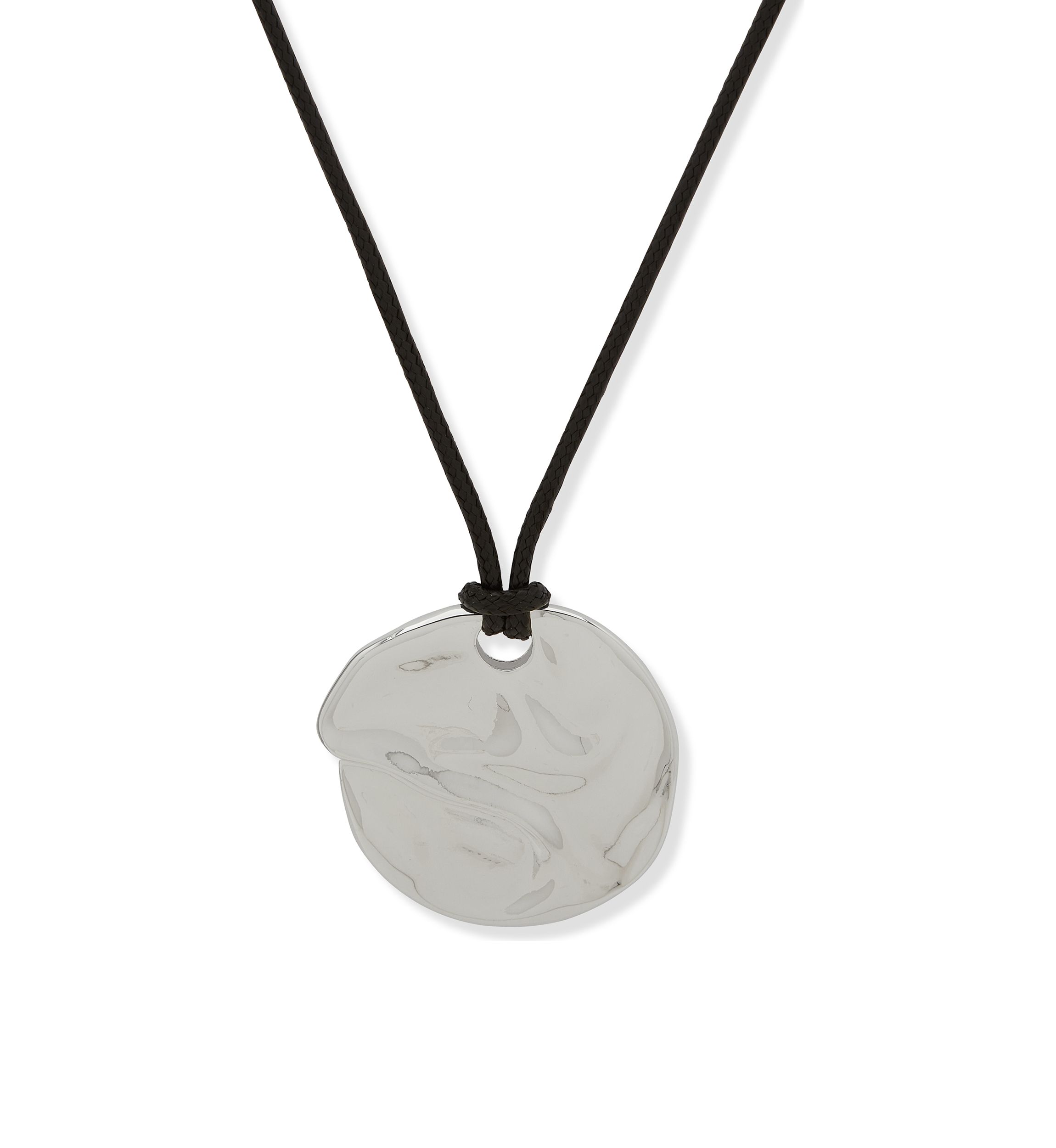 Silver Tone Molten Pendant Necklace