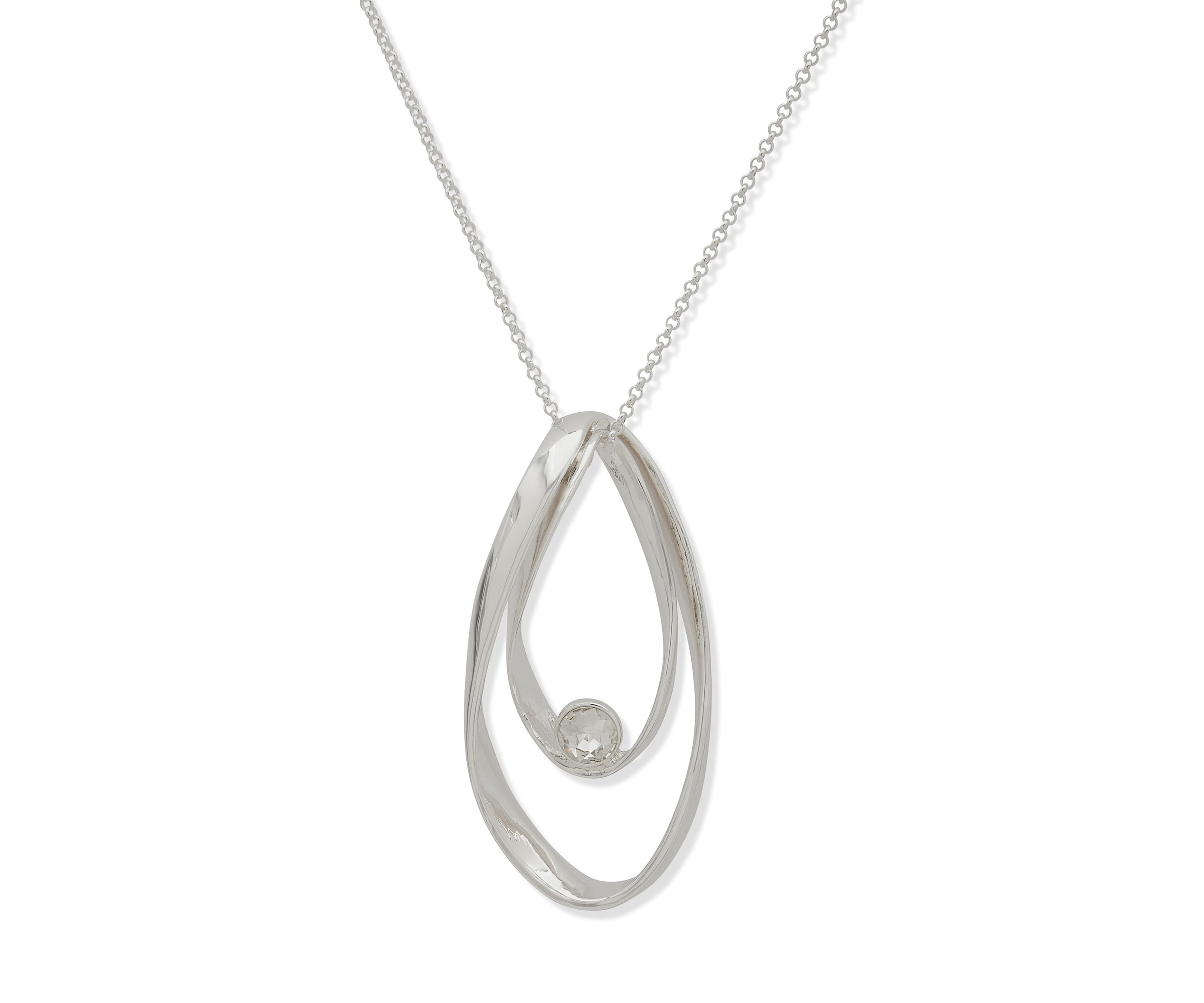 Silver Tone Twisted Pendant Necklace