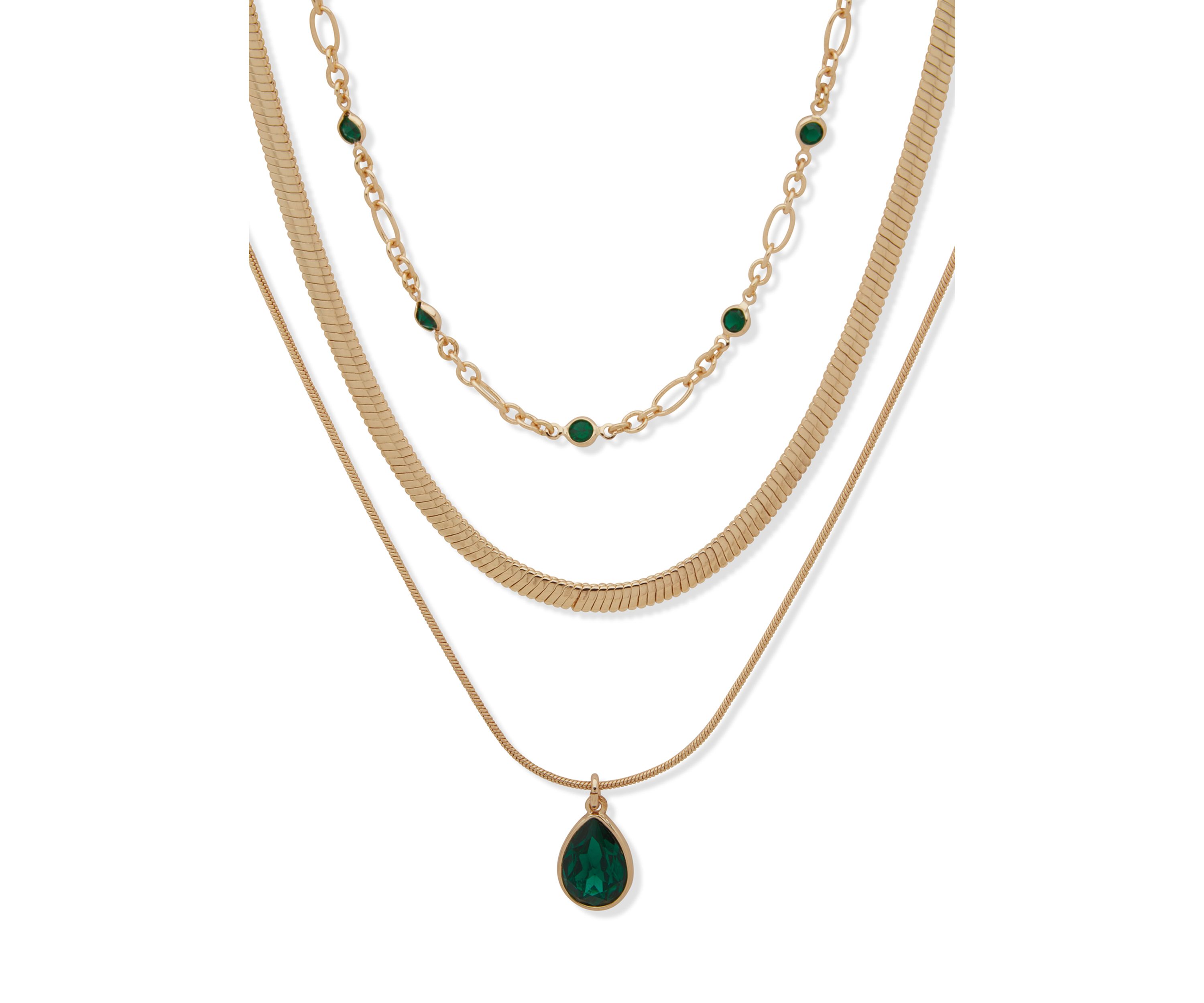 Green Pave Multirow Necklace