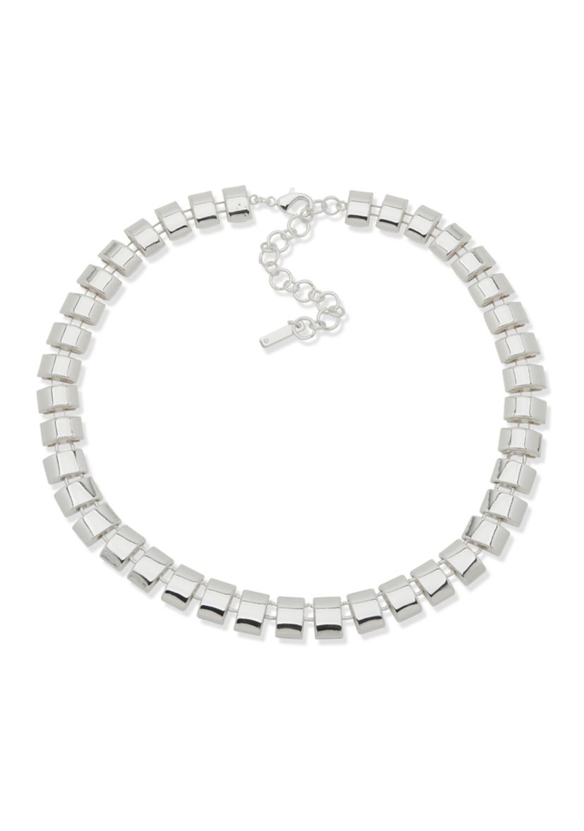 Silver-Tone Bar Collar Necklace