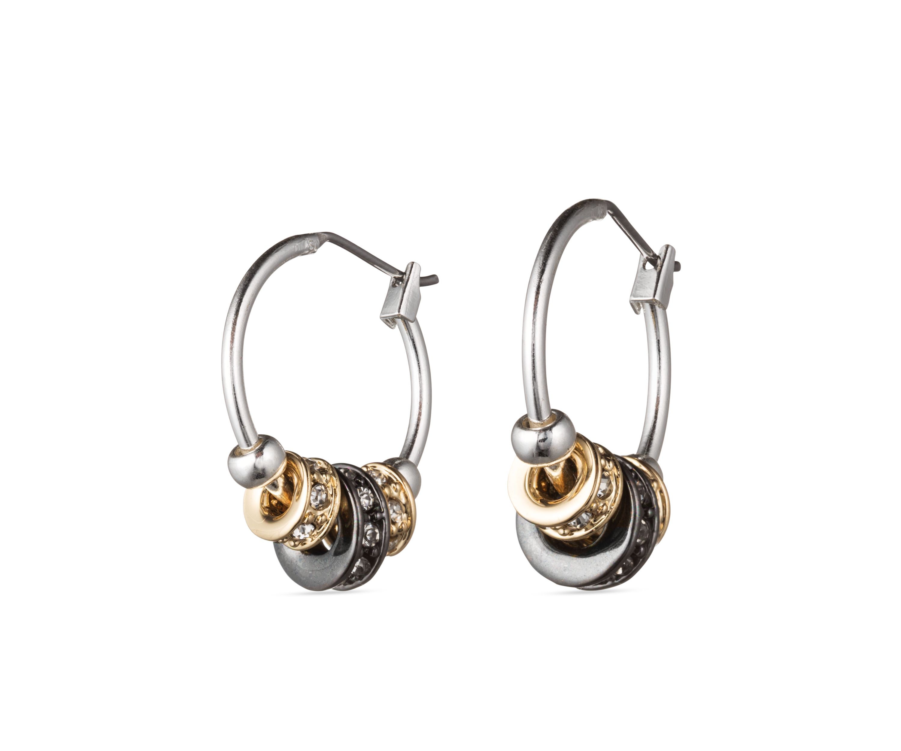 Slider Tri Tone Hoop Earrings