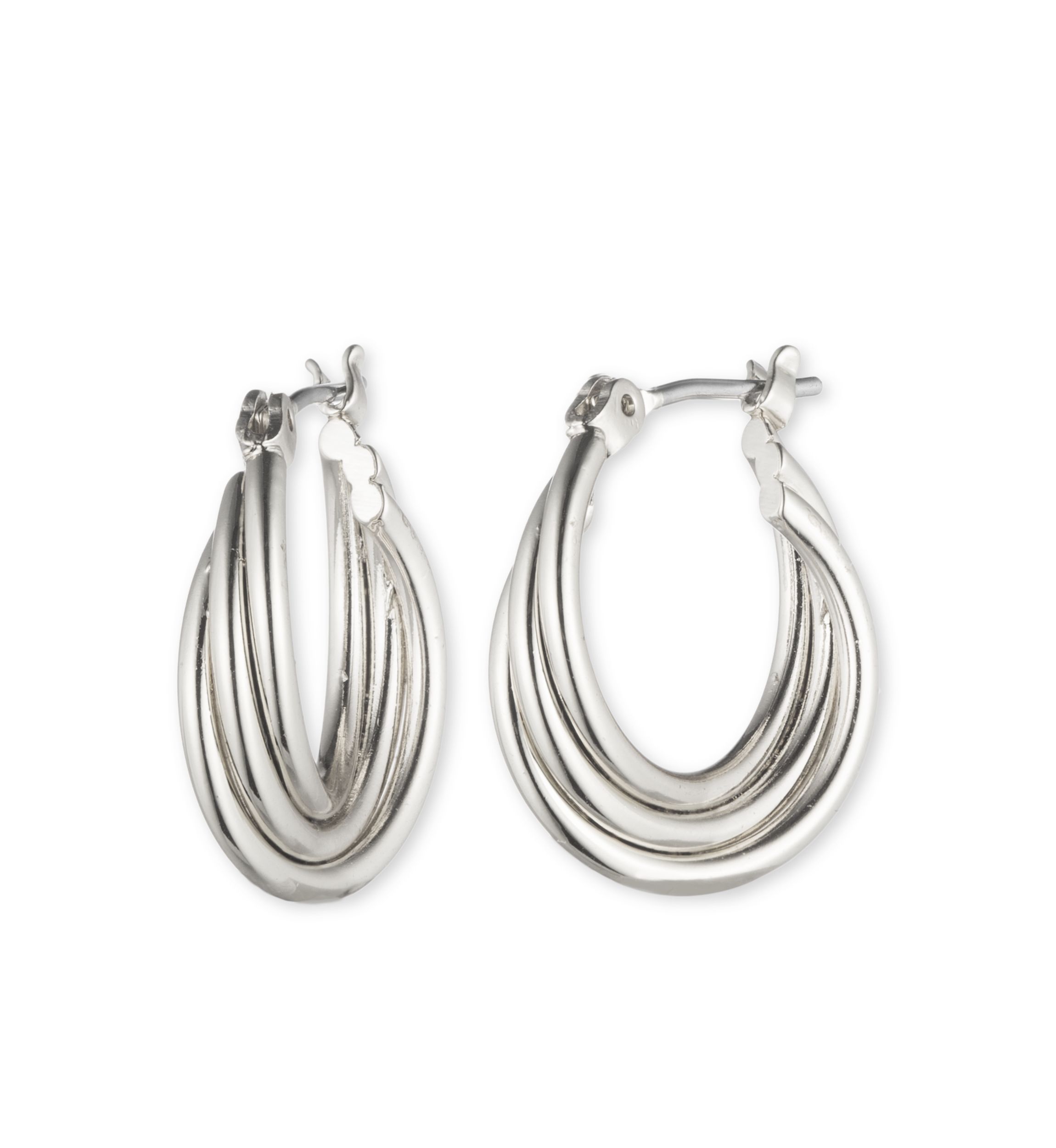 Silver-Tone Small Twist Hoop Earrings
