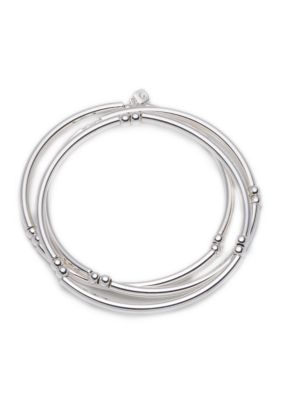 Silver-Tone Set Of 3 Stacking Bangle Bracelets