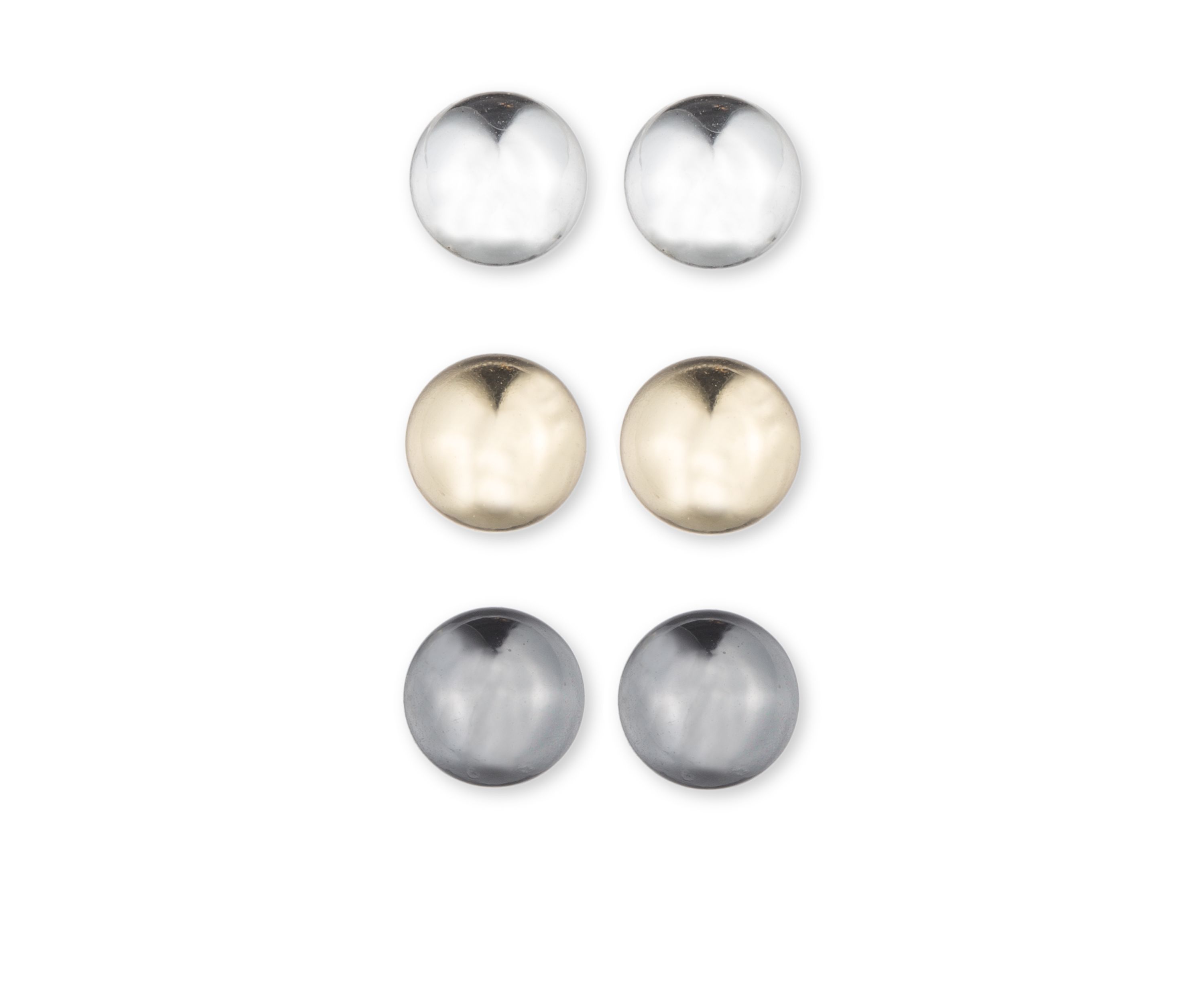 Tri-Tone Three Ball Stud Earring Set