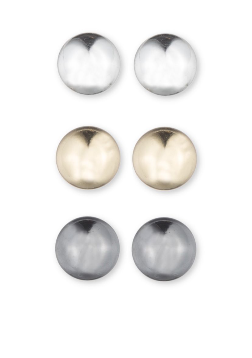 Tri-Tone Three Ball Stud Earring Set