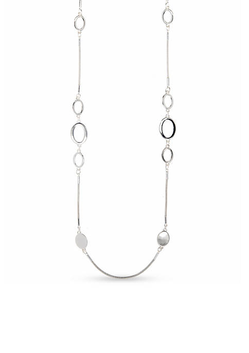 Nine West Silver-Tone Open Circle Disc Strand Necklace