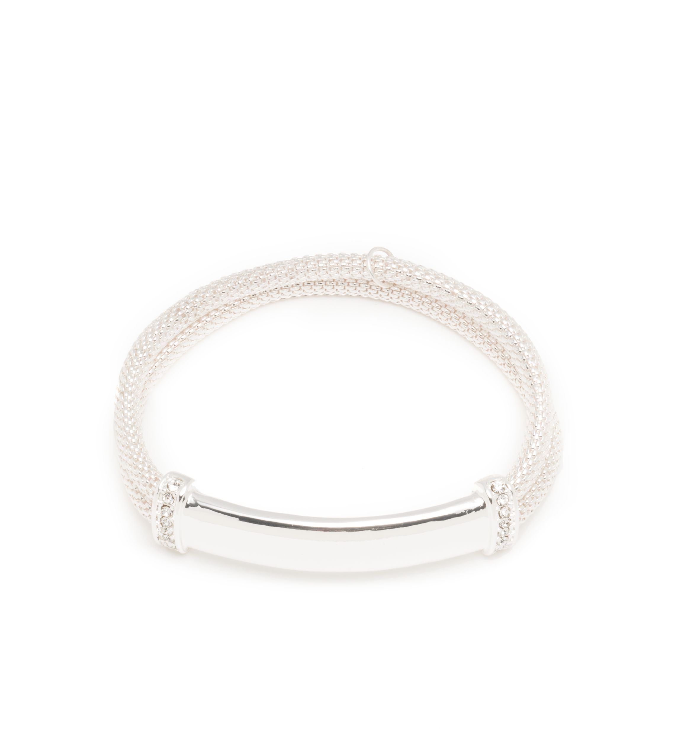 Silver-Tone Bar Stretch Boxed Bracelet