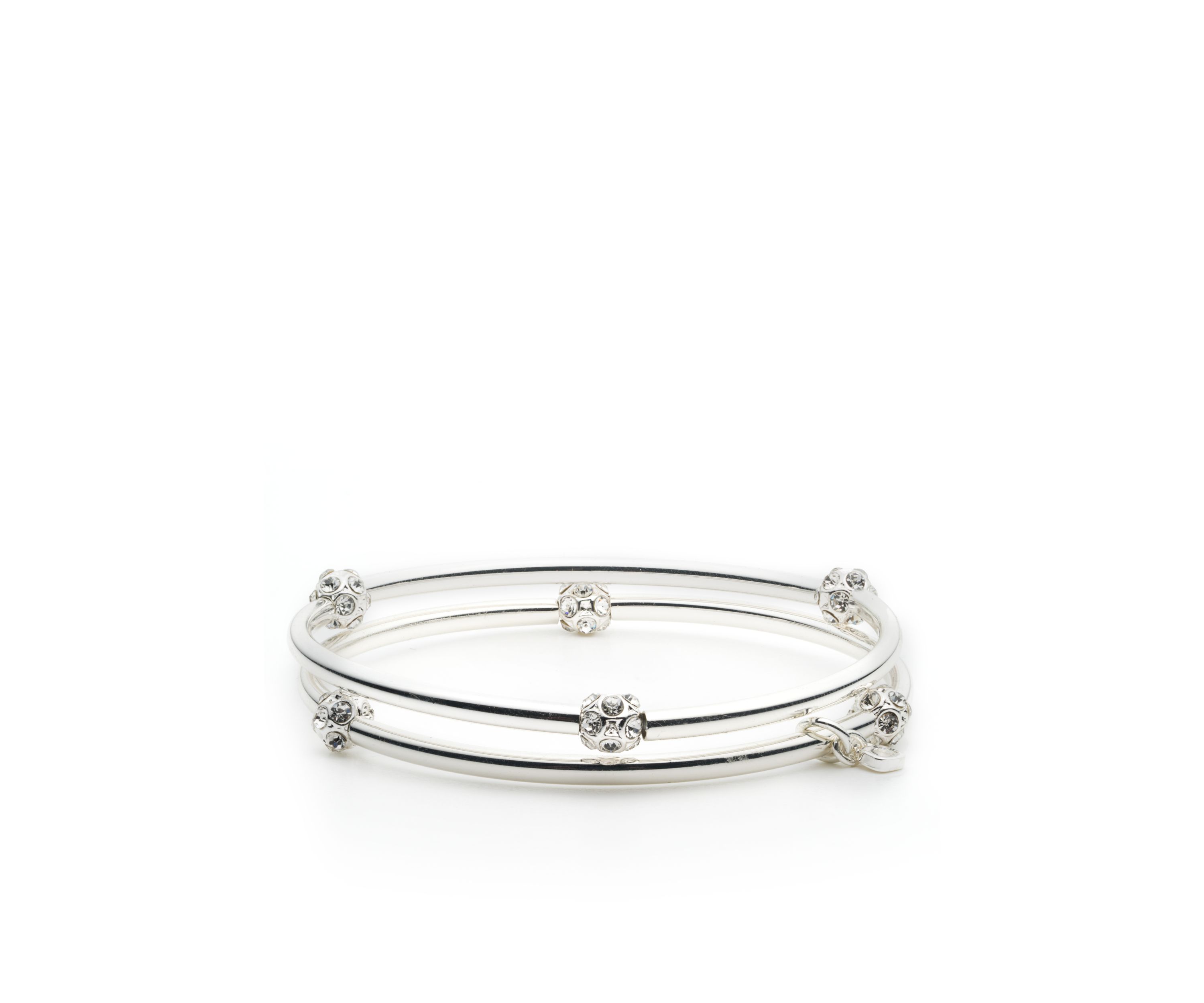 Silver-Tone 2 Stretch Bangles Boxed Gift Set