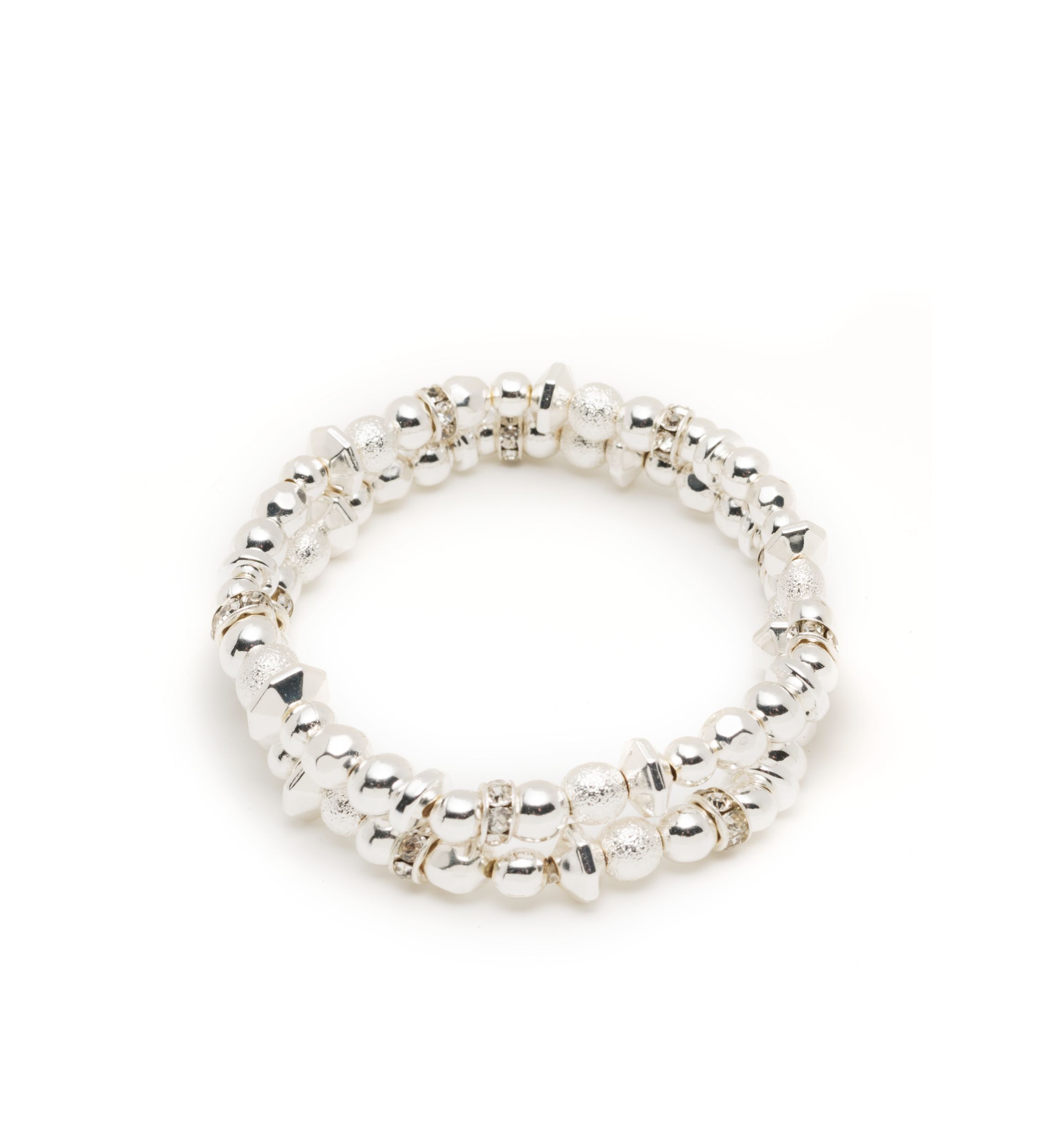 Silver-Tone 2 Stretch Boxed Bracelet Set