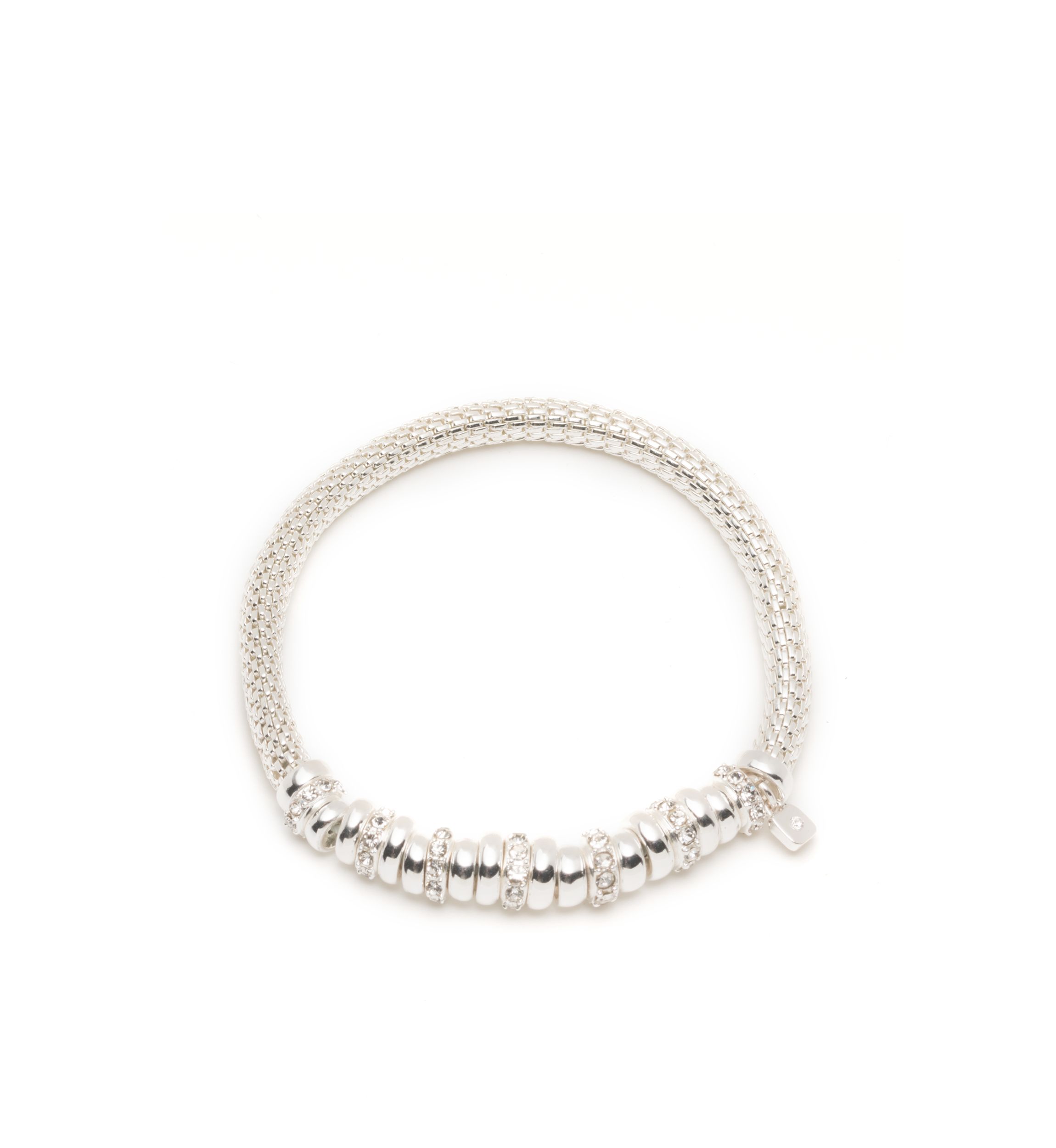 Silver-Tone Rondel Stretch Boxed Bracelet