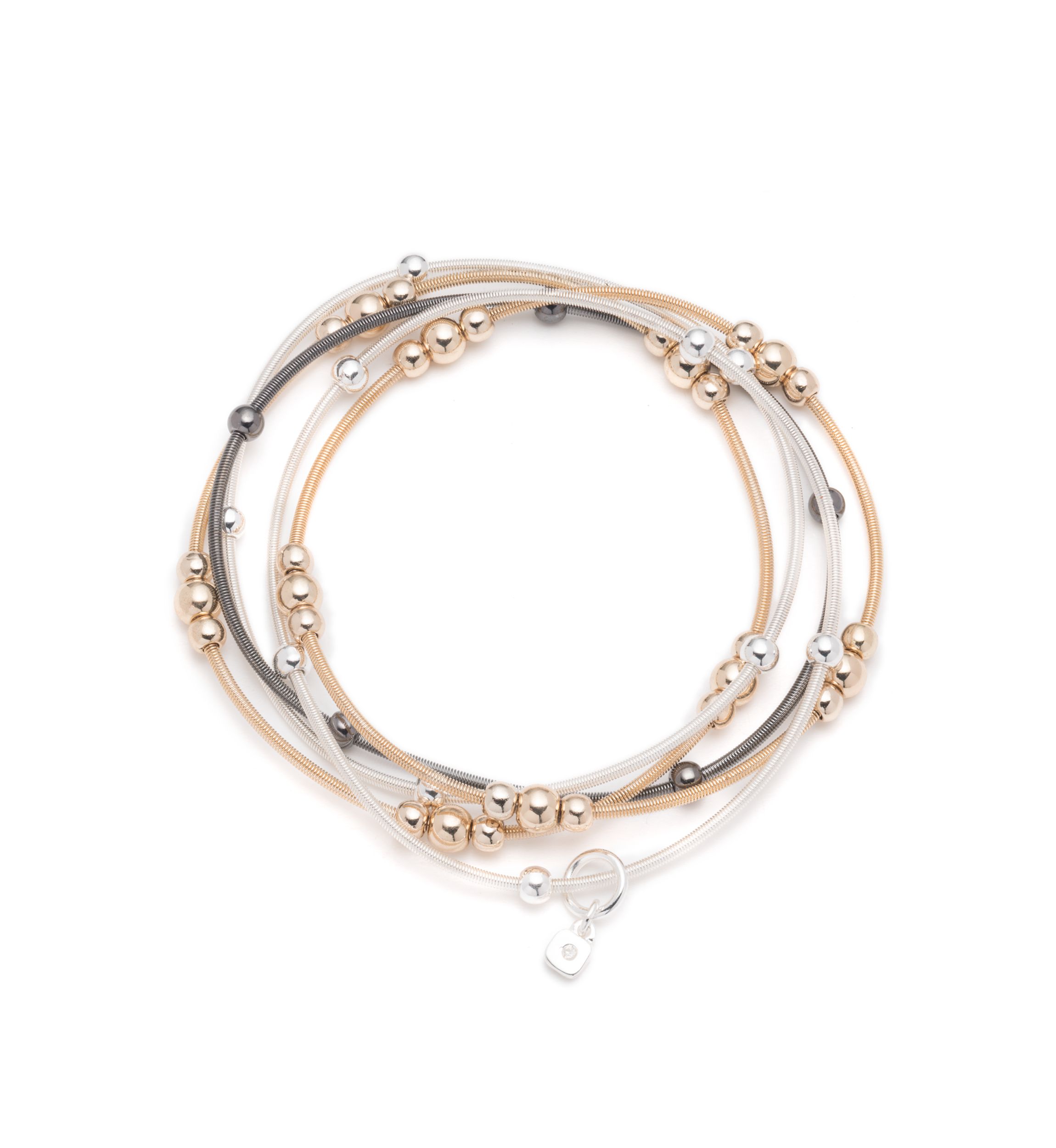 Tri Tone Basic Update 5 Row Stretch Bracelet Set