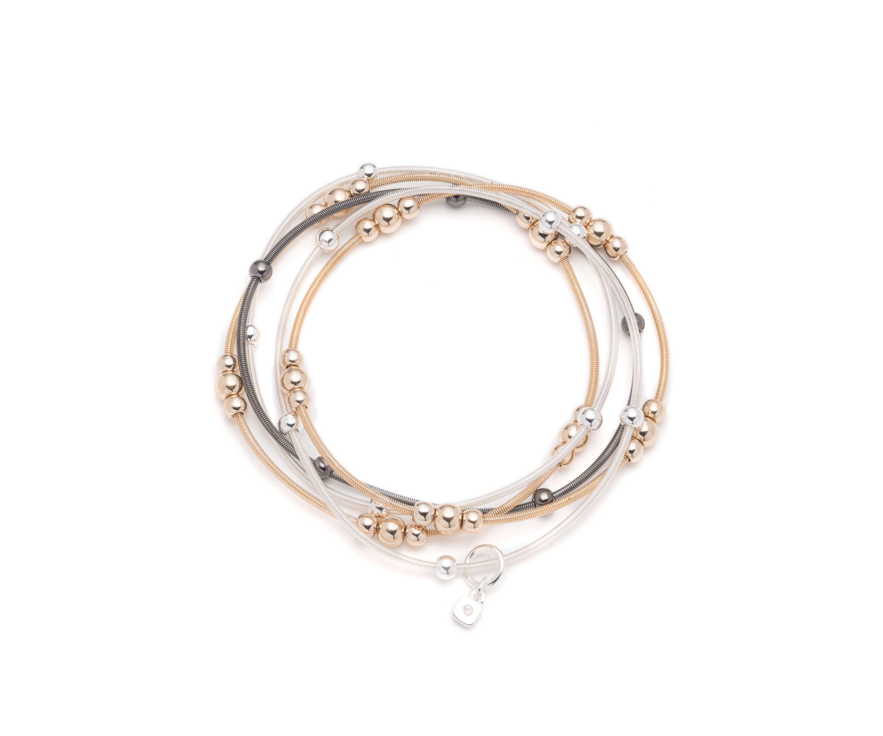 Tri Tone Basic Update 5 Row Stretch Bracelet Set