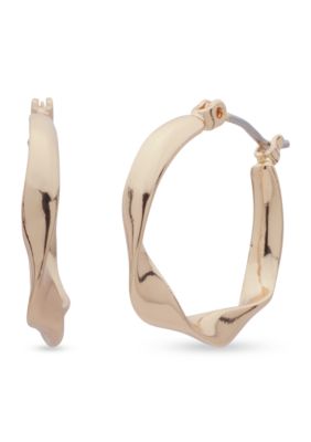 Nine West With A Twist Hoop Earrings, Gold
