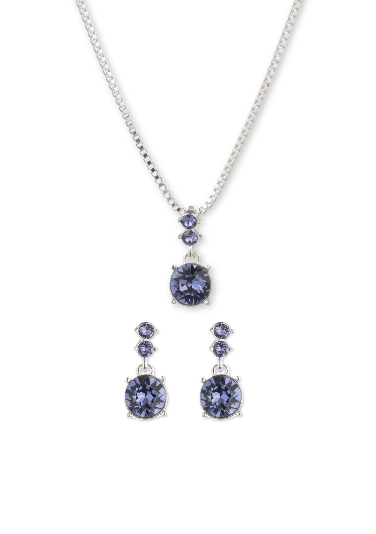 Silver-Tone Necklace Earring Boxed Set