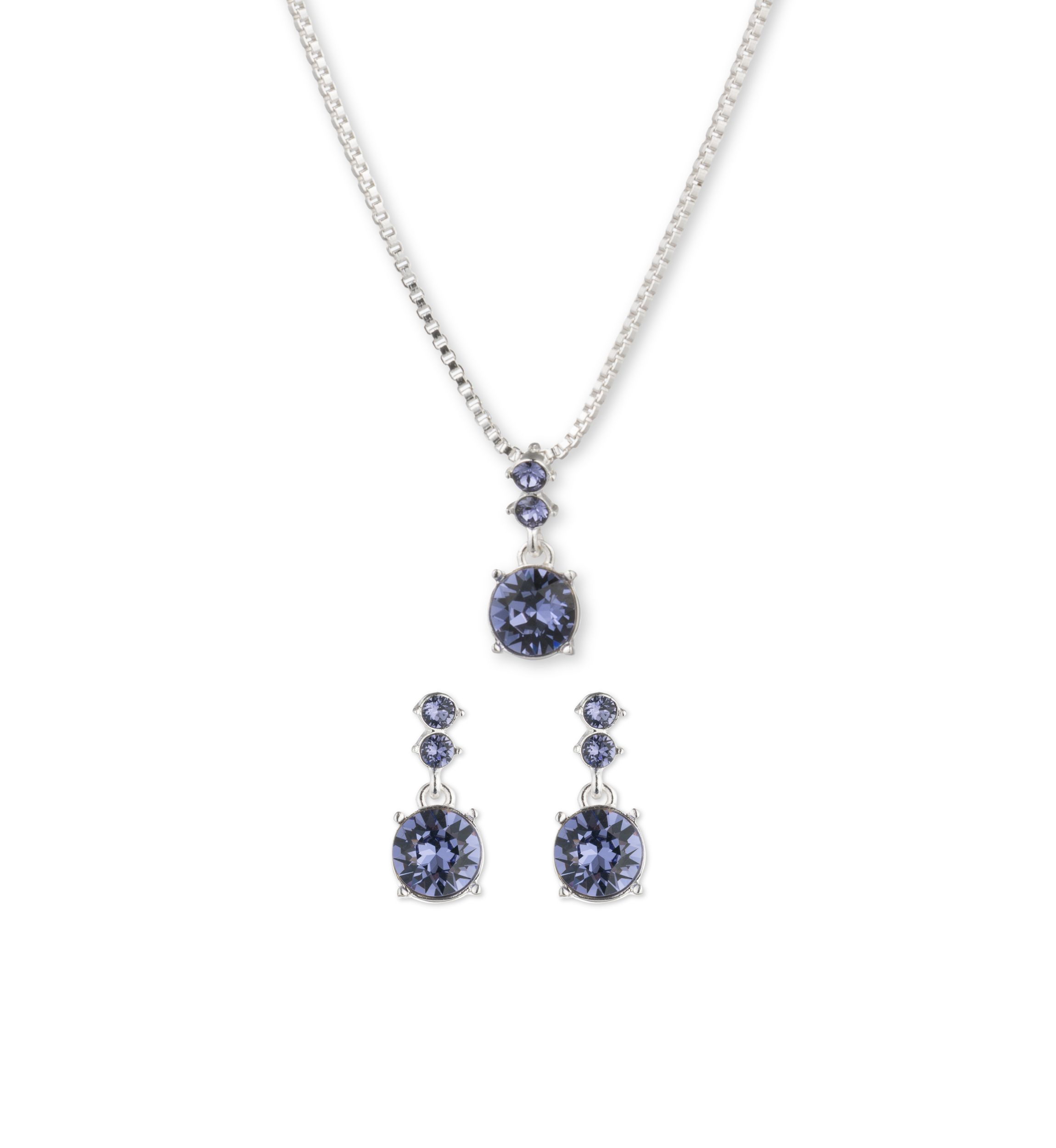 Silver-Tone Necklace Earring Boxed Set