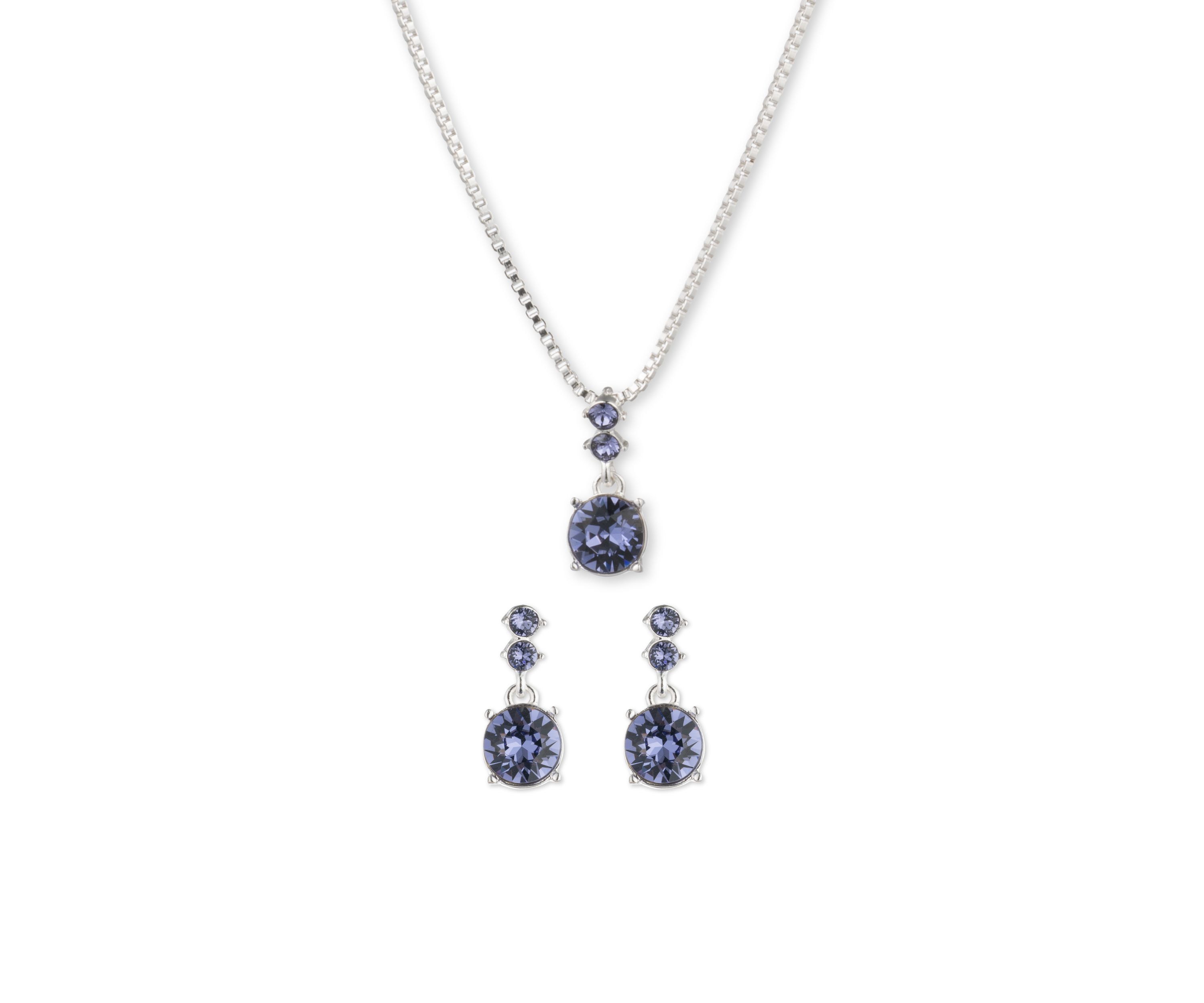 Silver-Tone Necklace Earring Boxed Set