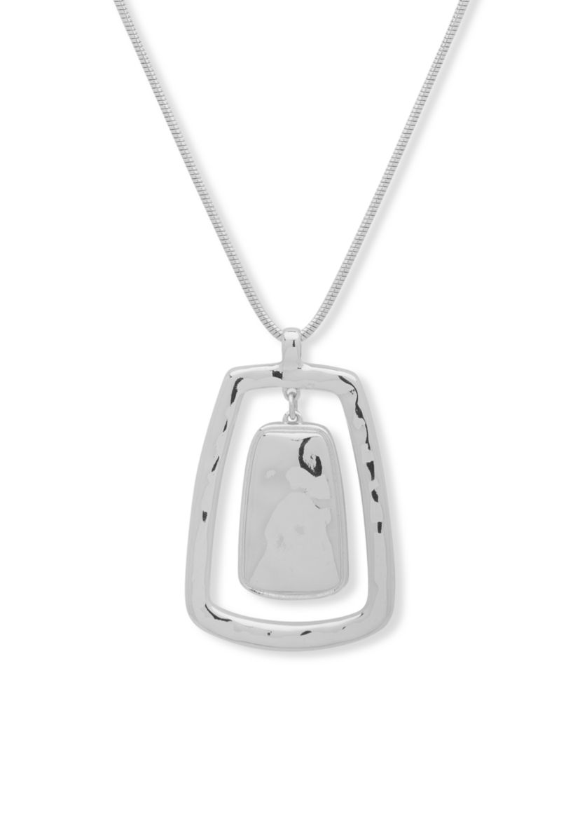 Silver-Tone Modern Metals Pendant Necklace