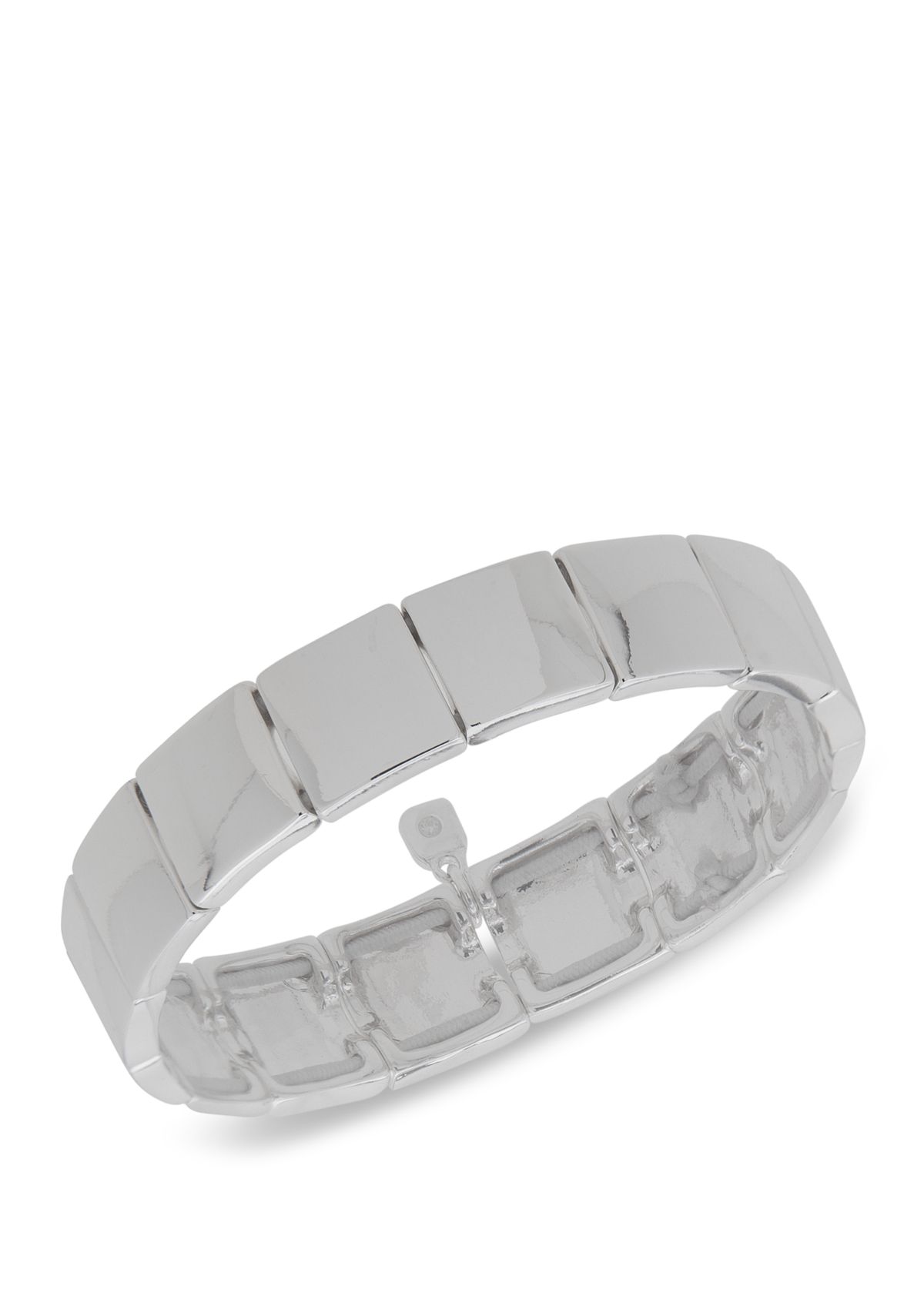 Boxed SIlver Tone Square Stretch Bracelet 