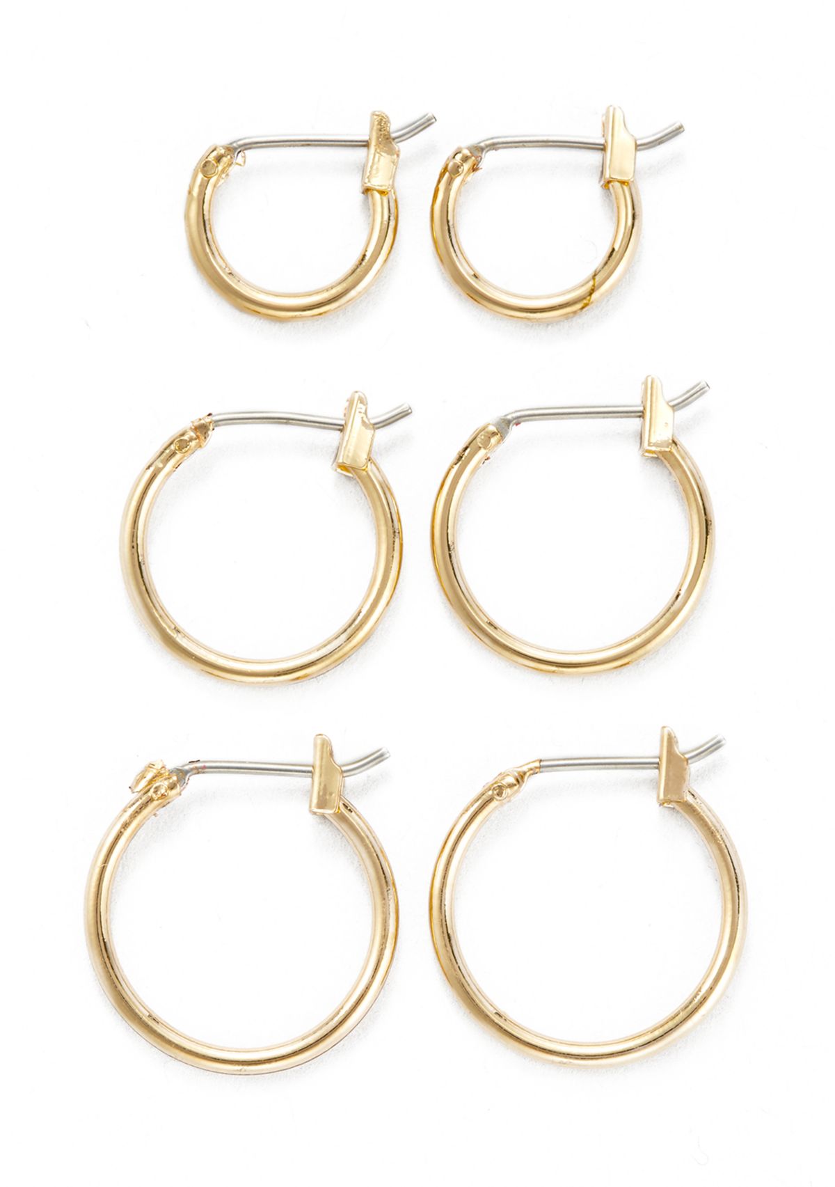 Gold Tone Small Hoop Trio Earrings 