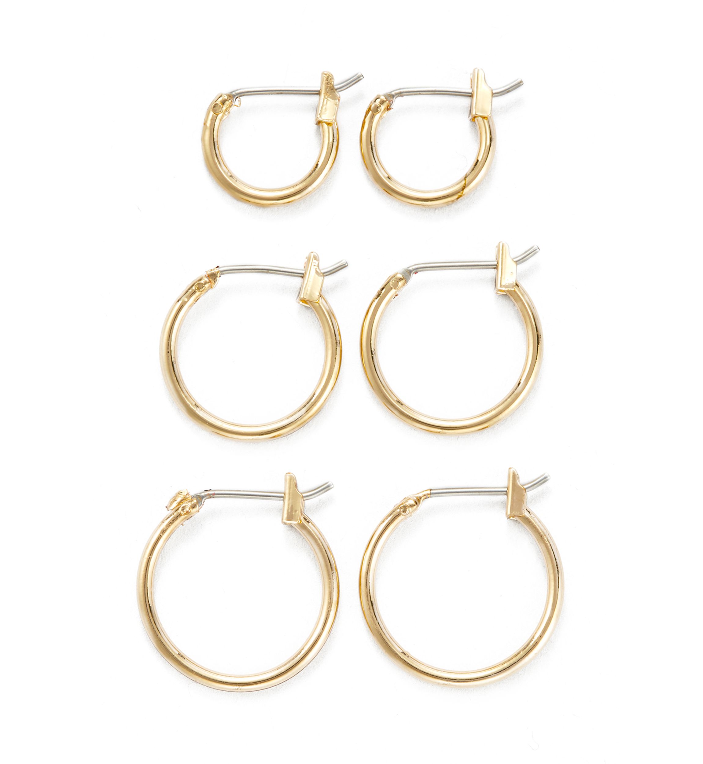 Gold Tone Small Hoop Trio Earrings 