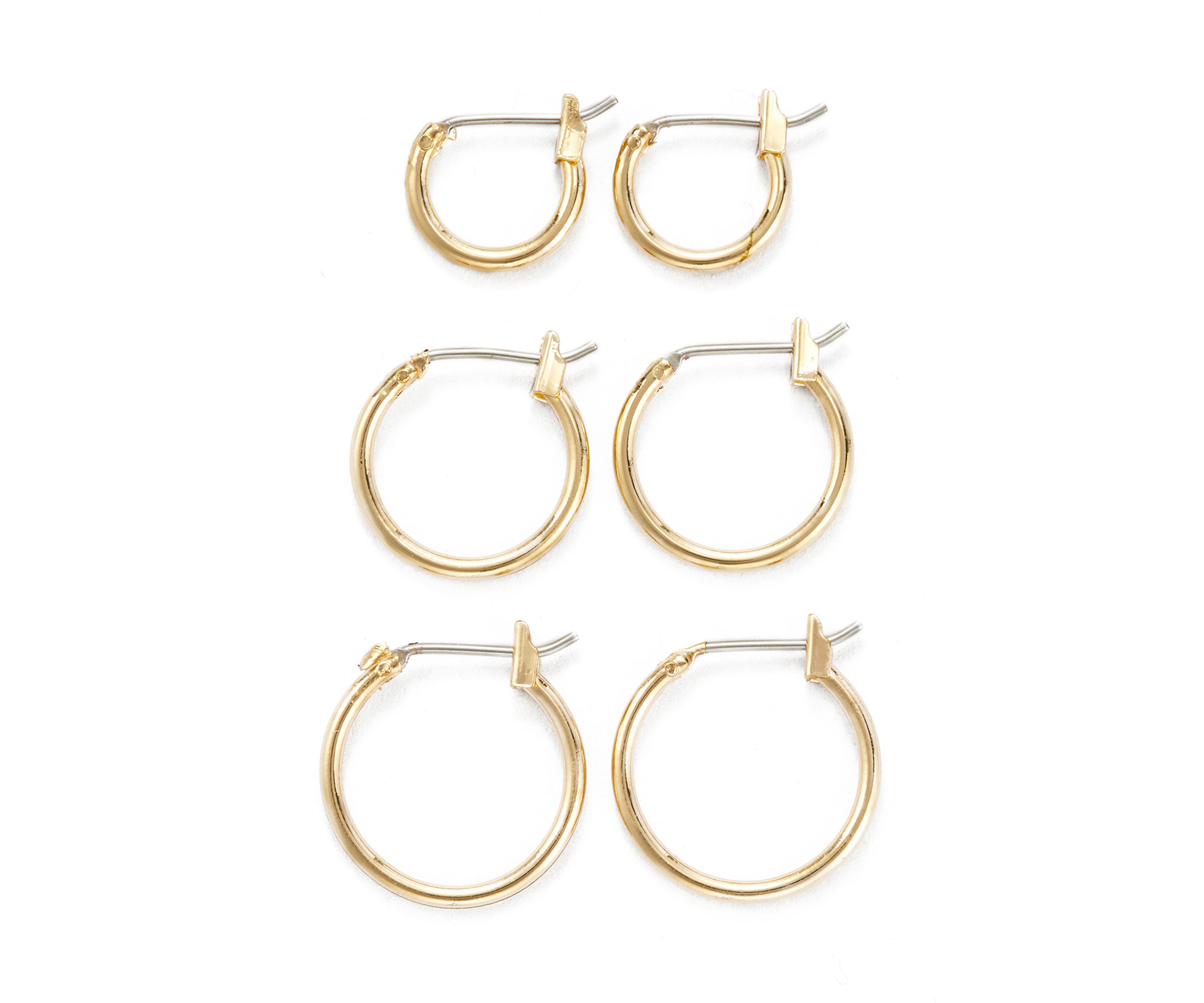 Gold Tone Small Hoop Trio Earrings 