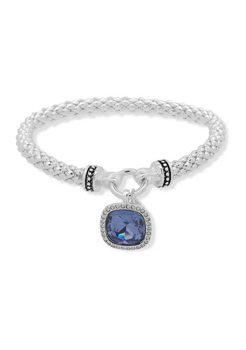 Silver Tone Blue Stretch Boxed Bracelet