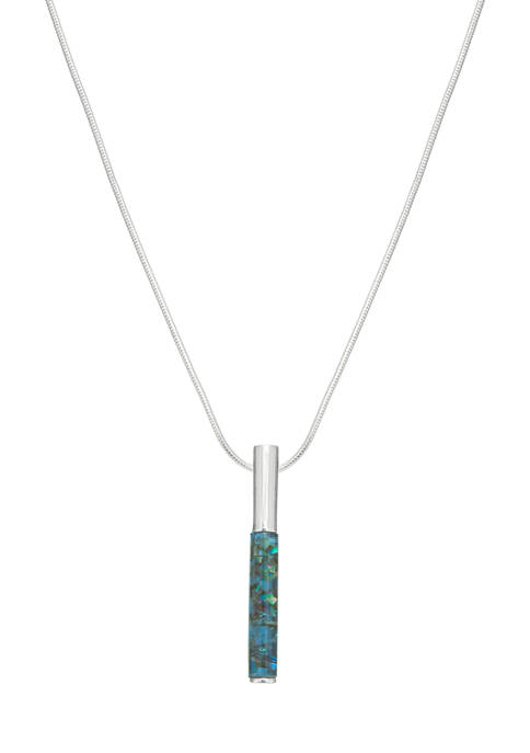 Silver-Tone Abalone Tube Pendant Necklace 