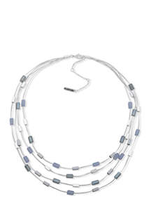 Silver Toned Choker With Clear Blue And Purple CZs Marked Nine West Used 15” With “ Extender