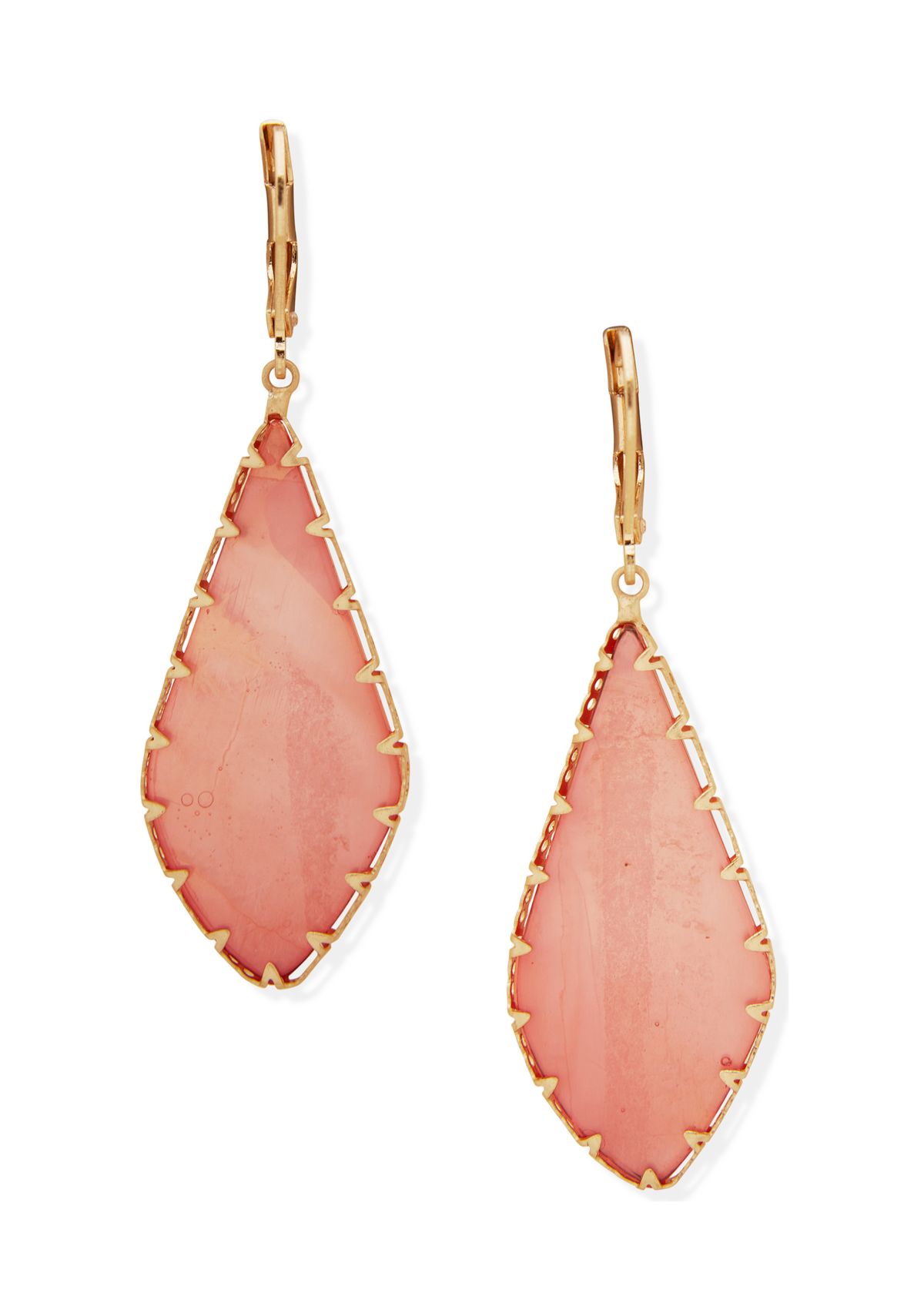 Gold Tone Large Flat Drop Earrings