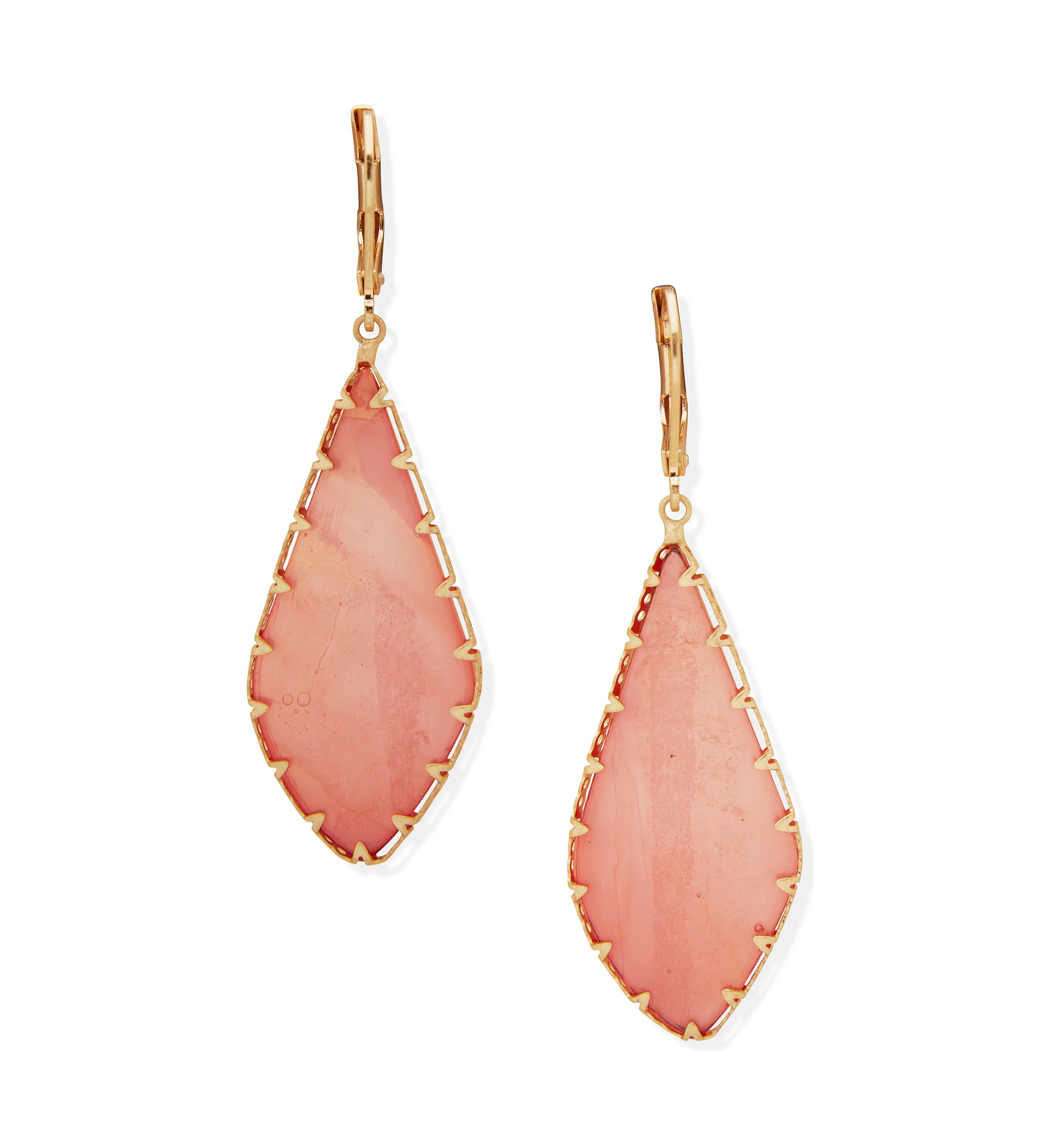 Gold Tone Large Flat Drop Earrings