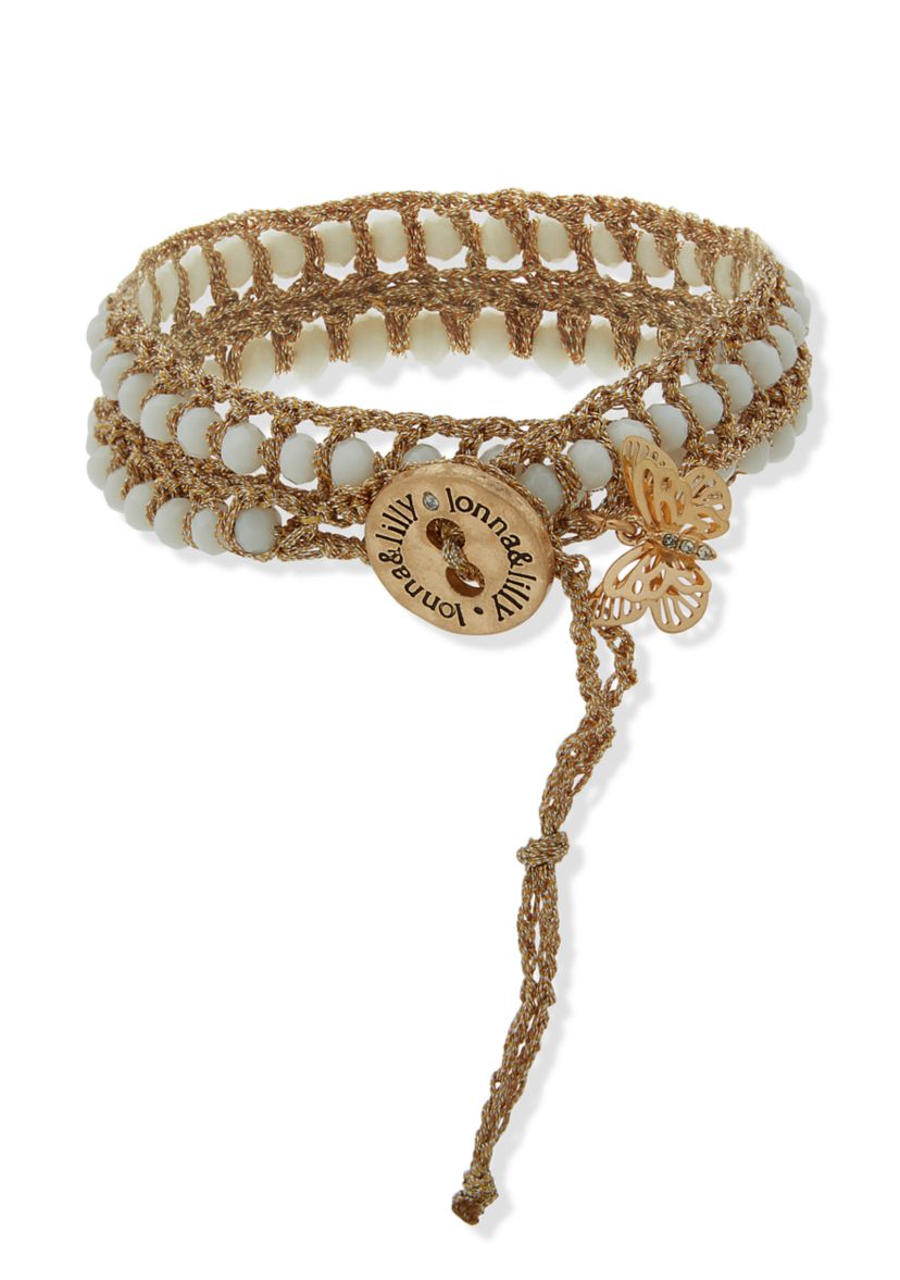 Gold Tone Beaded Wrap Bracelet