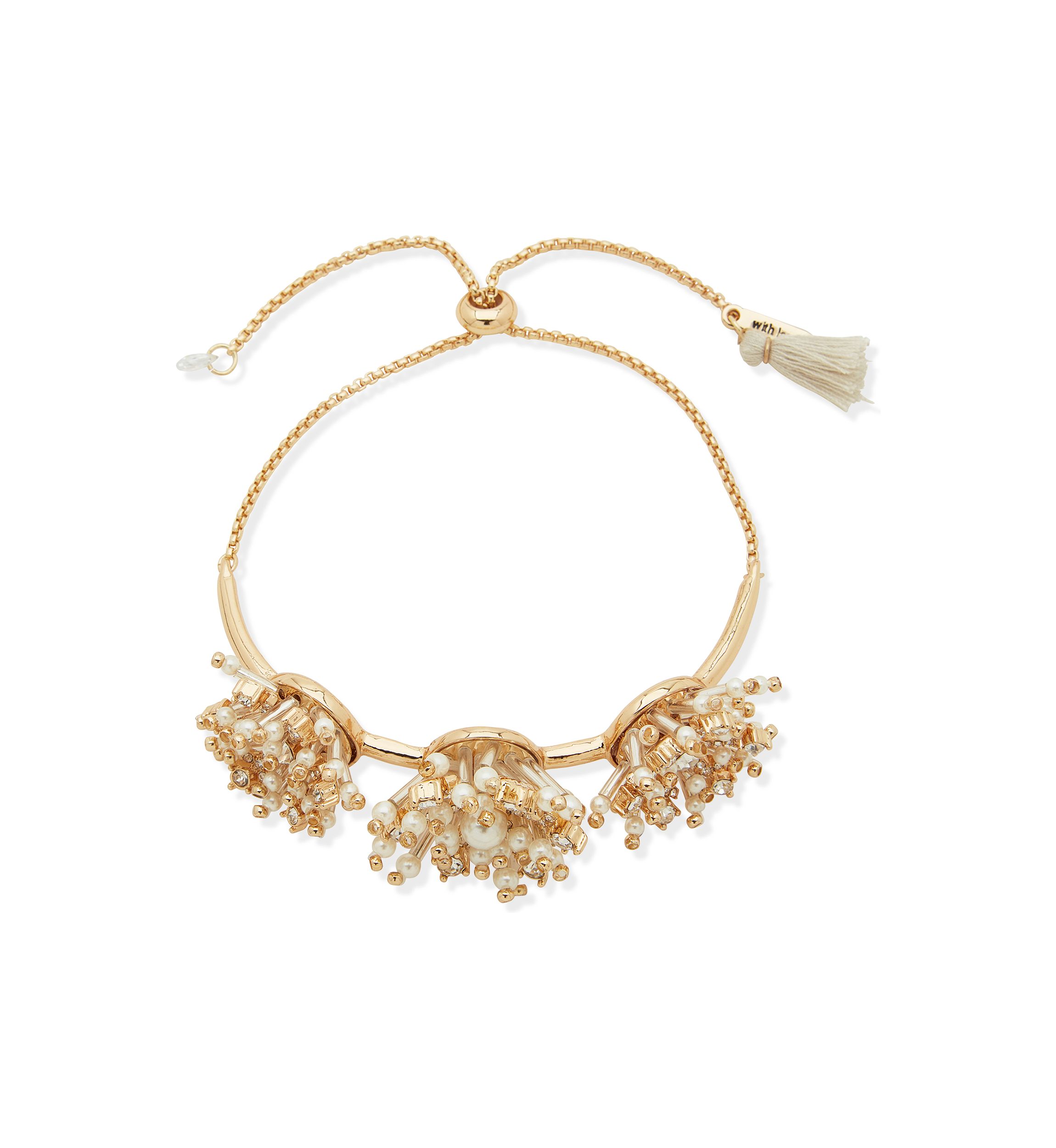 Gold Tone White Pavé Slider Bracelet
