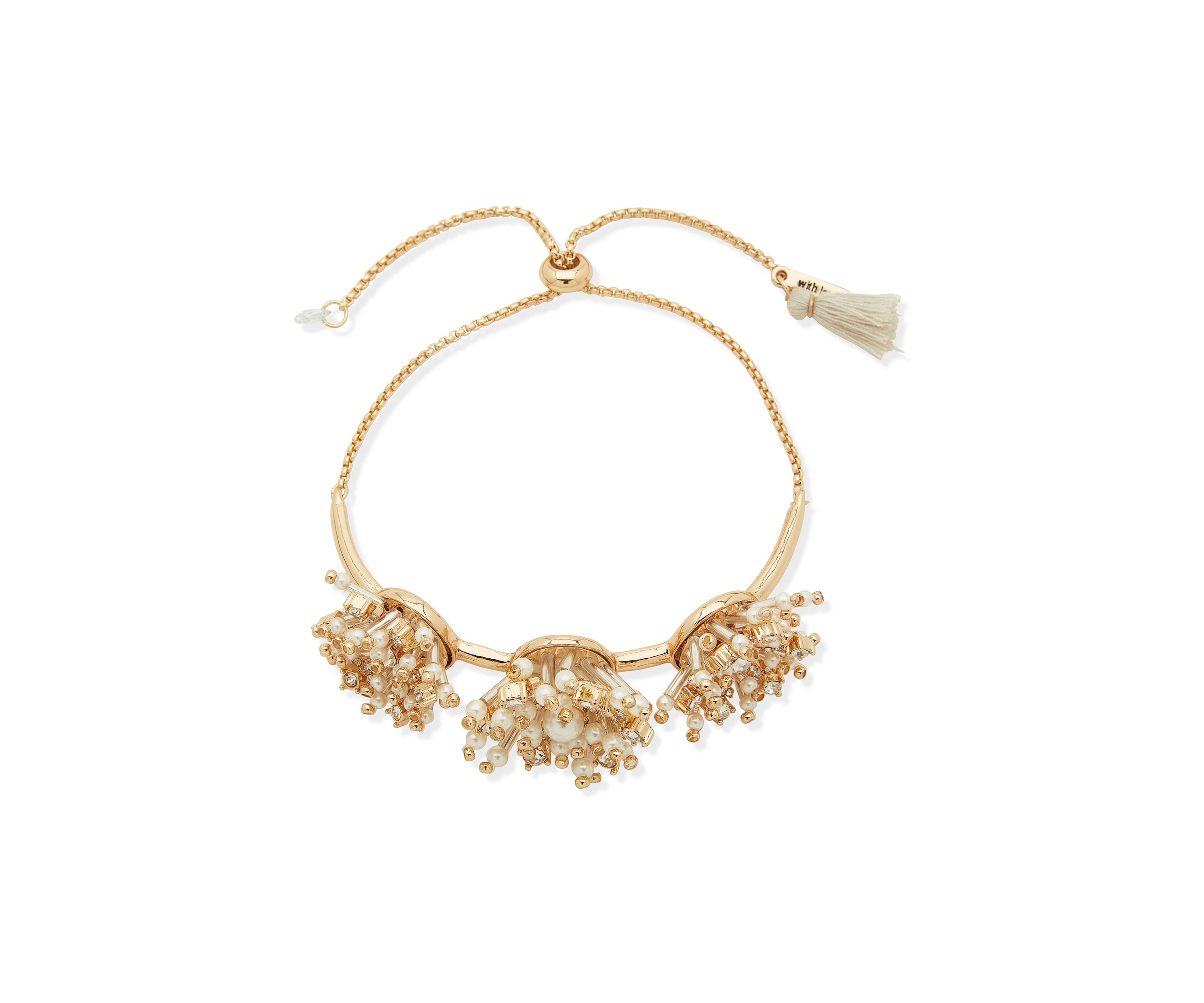 Gold Tone White Pavé Slider Bracelet