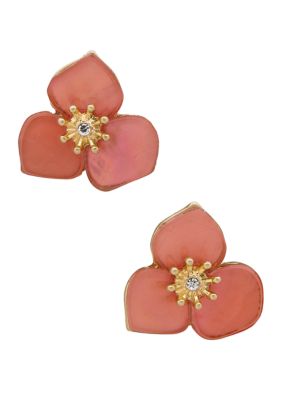 Lonna & Lilly Gold Tone Pink Flower Stud Earrings