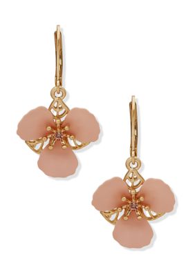 Lonna & Lilly Gold Tone Flower Drop Earrings, Pink