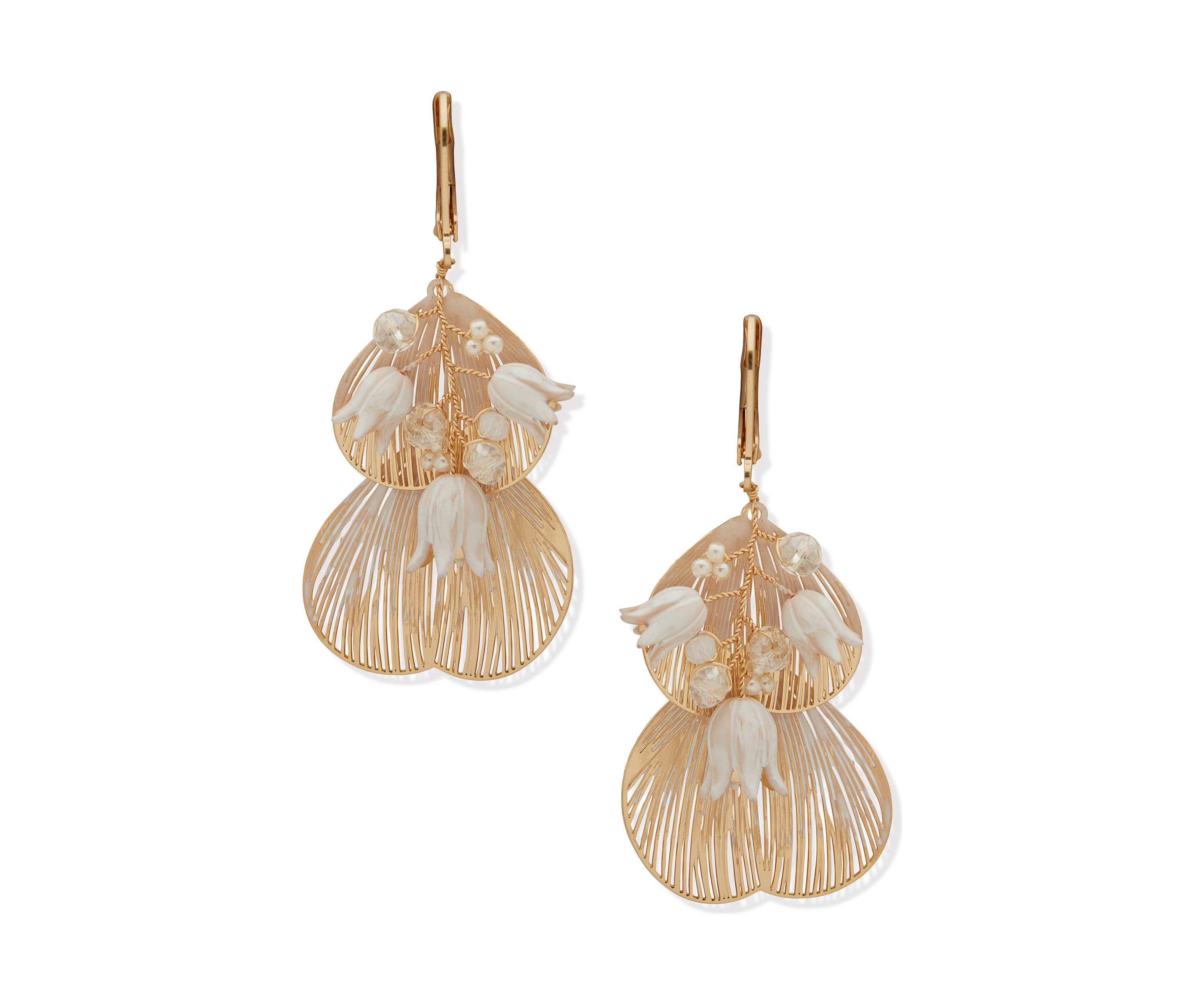 Gold Tone Flower Drop Earrings