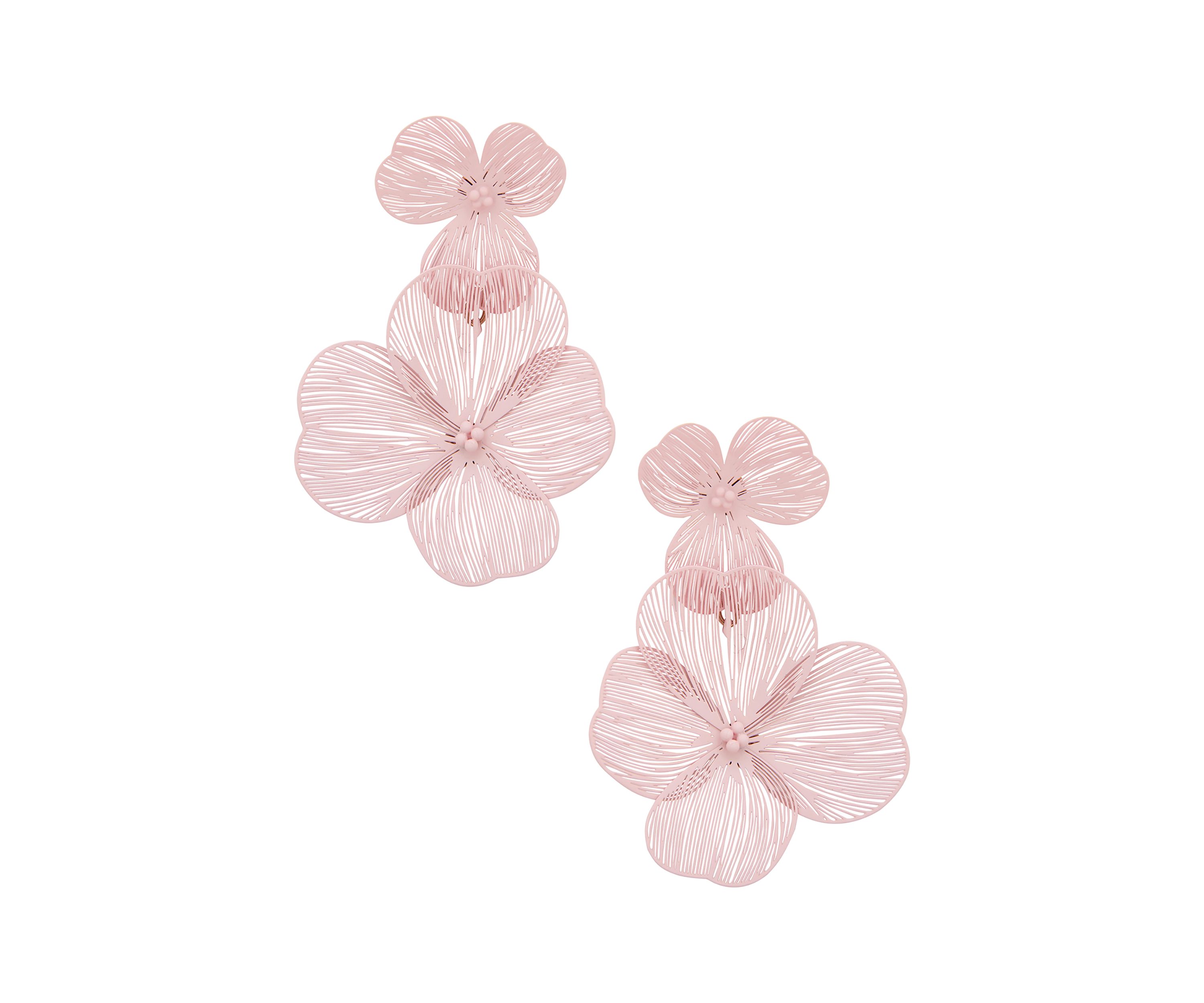 Open Flower Double Drop Earrings