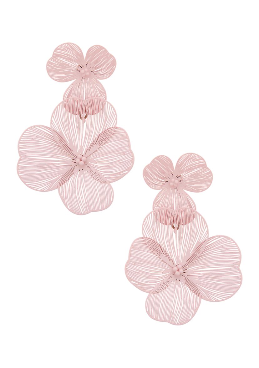 Open Flower Double Drop Earrings