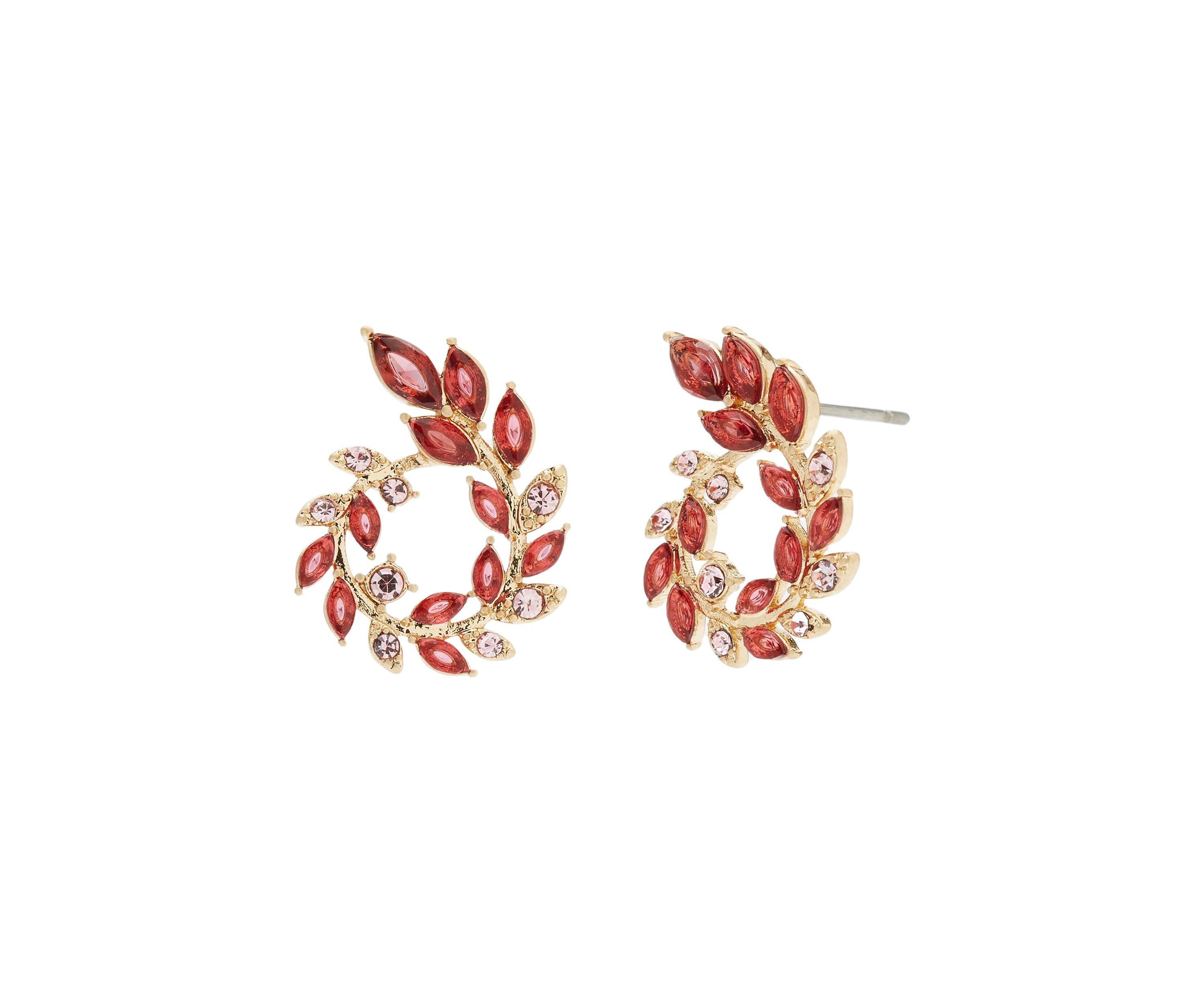 Gold Tone Open Leaf Wreath Earrings