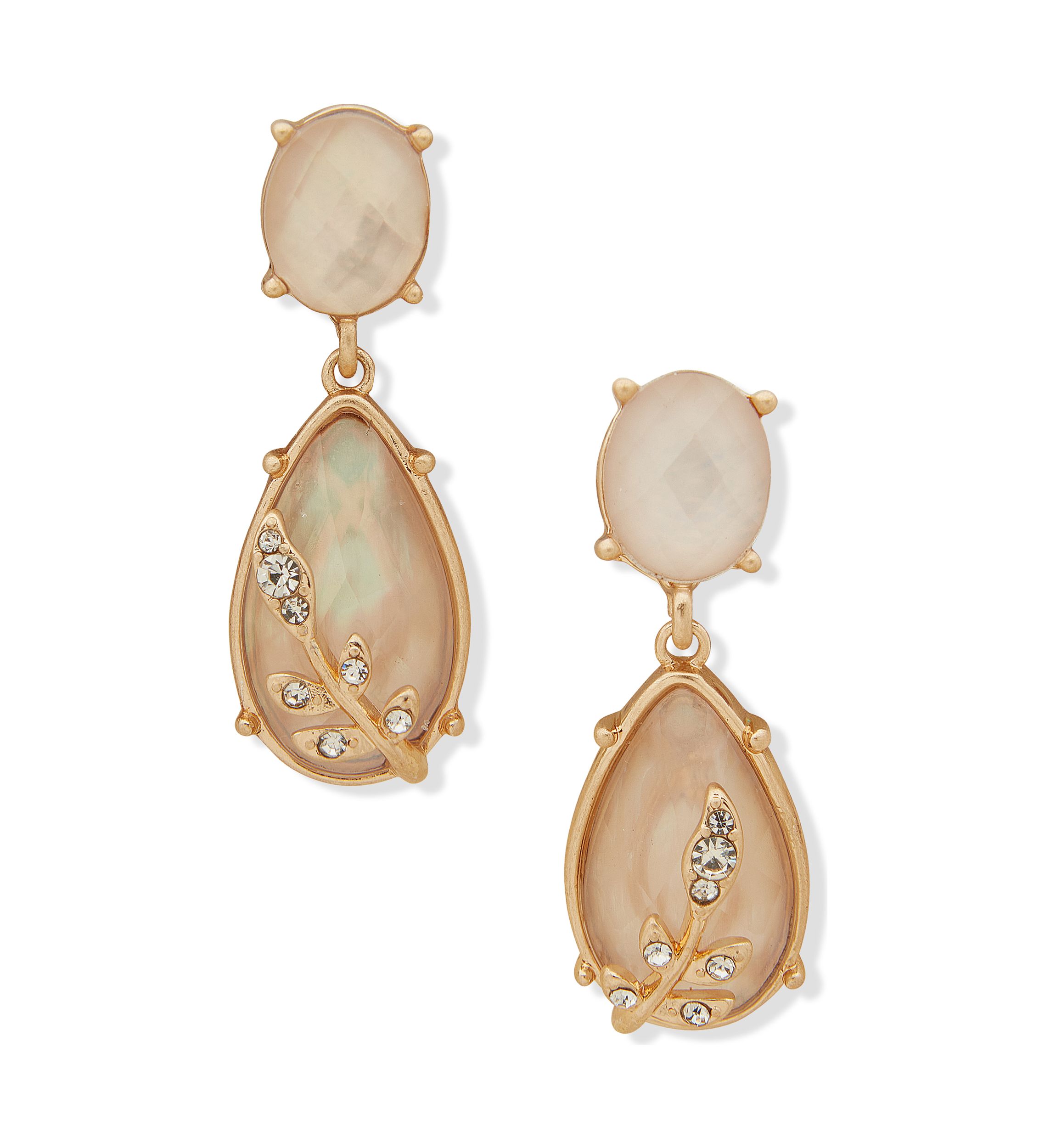 Gold Tone Stone Drop Earrings
