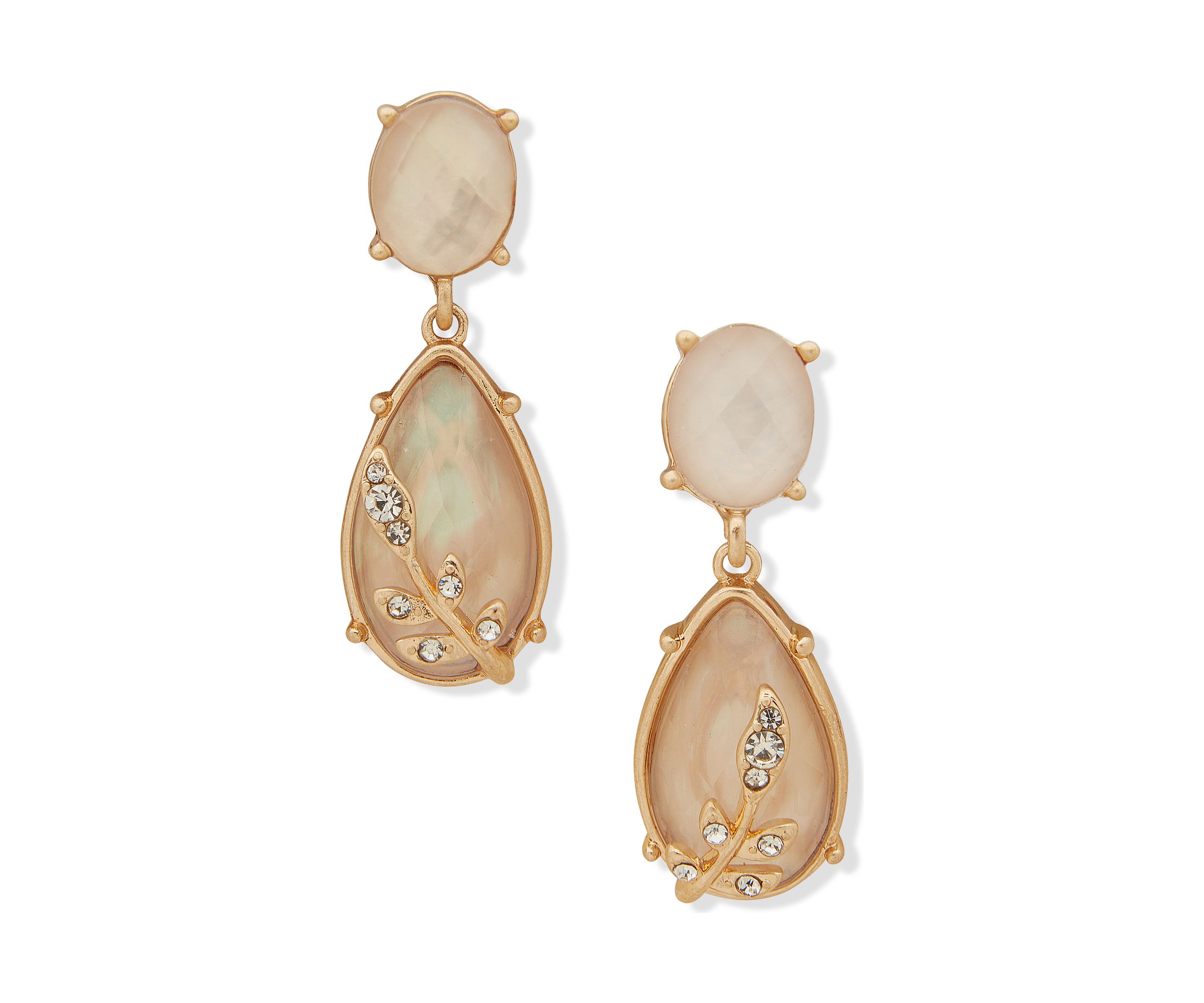 Gold Tone Stone Drop Earrings
