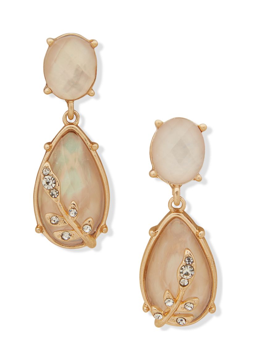 Gold Tone Stone Drop Earrings