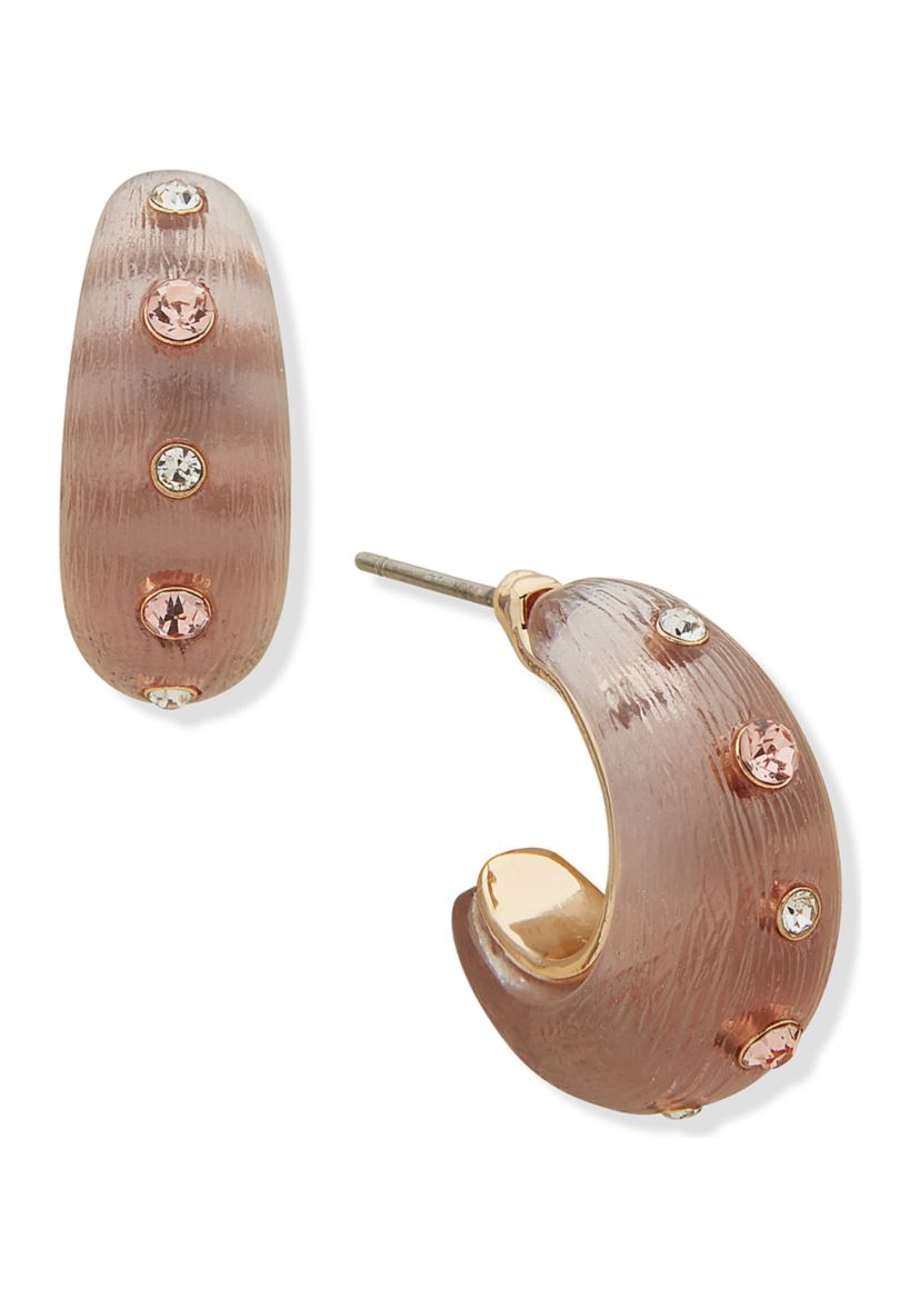 Gold Tone 19 Millimeter Burgundy Hoop Earrings