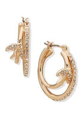 Lonna & Lilly Gold Tone Crystal PavÃ© Sparrow Hoop Earrings