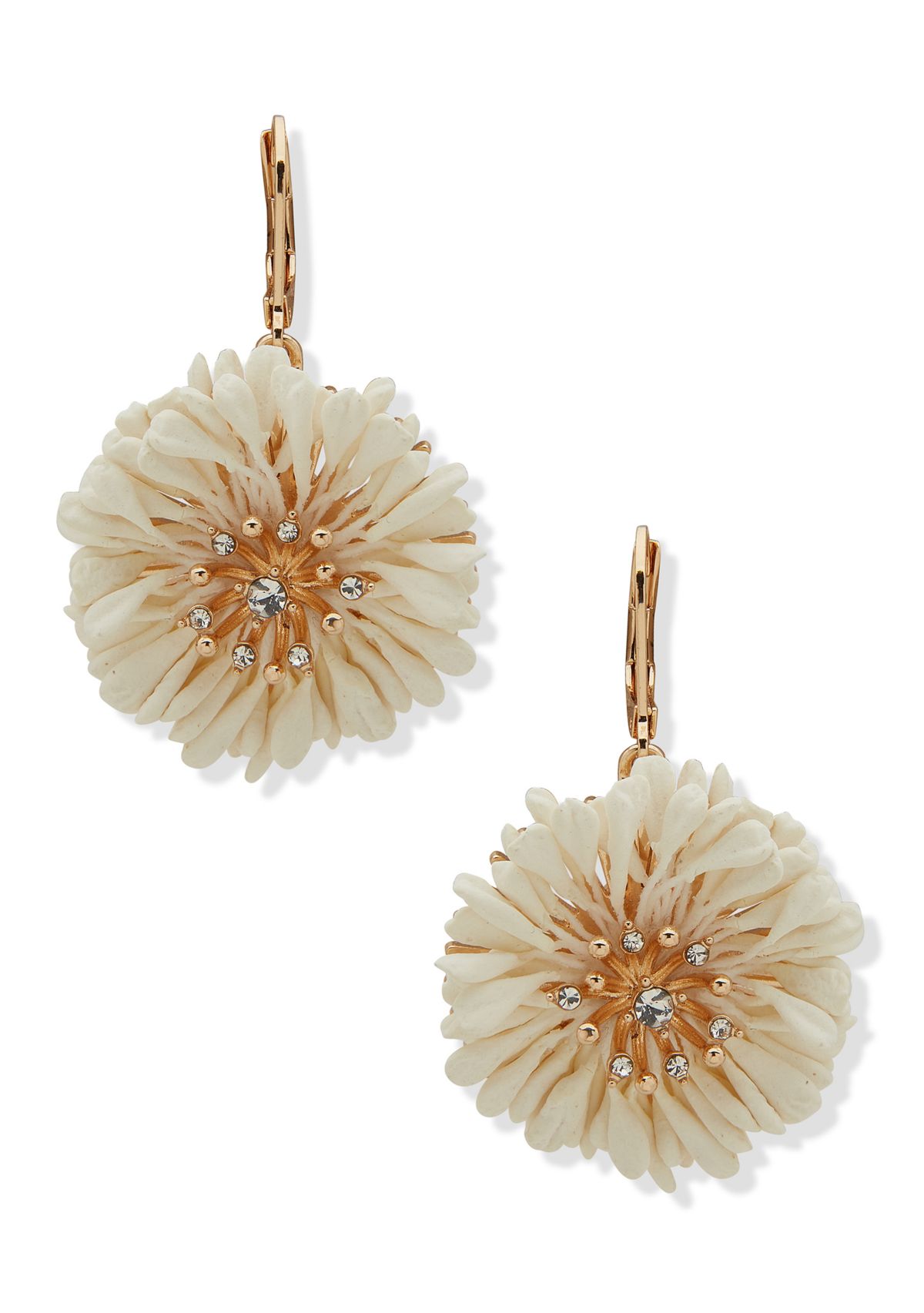 Gold Tone Flower Drop Earrings