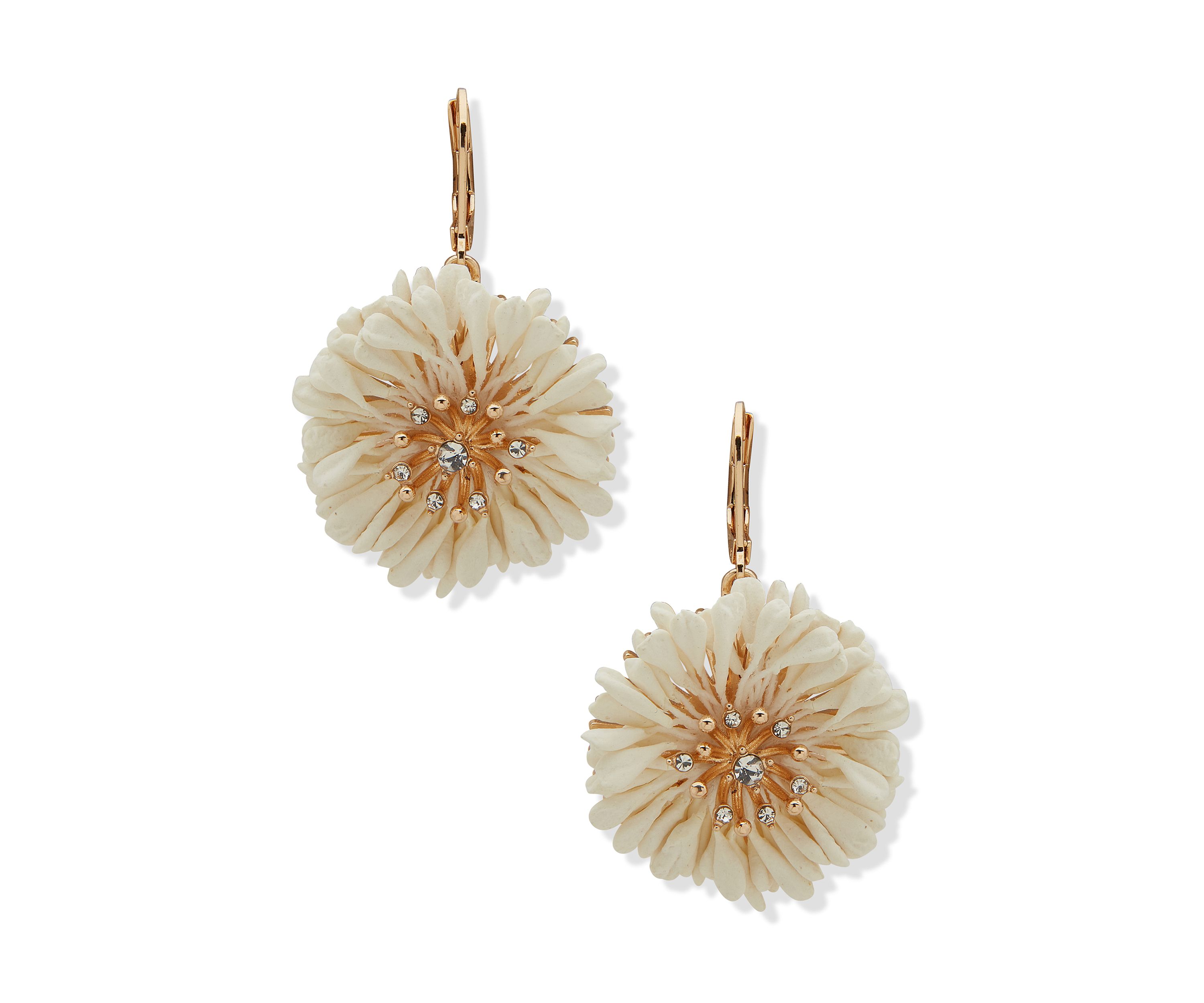Gold Tone Flower Drop Earrings