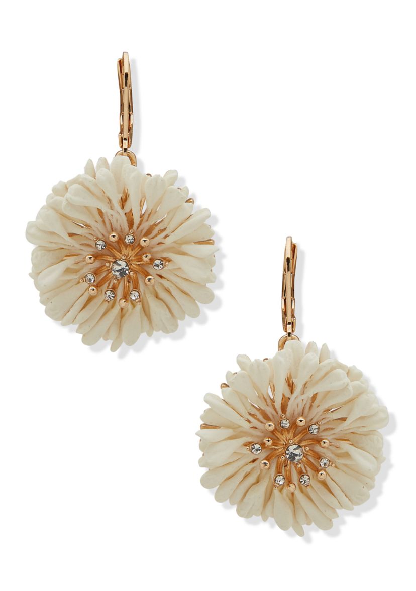 Gold Tone Flower Drop Earrings